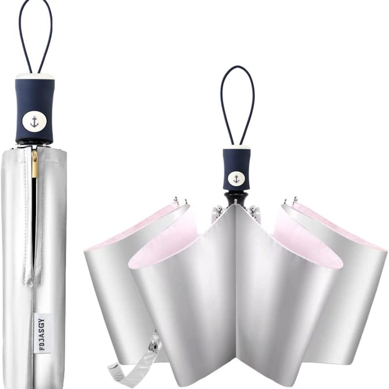 Logo parasol Umbrellas With Your Brand Silver Coating Layer Fabric Blocking UV 99.9% Sun Umbrella Compact Folding Travel