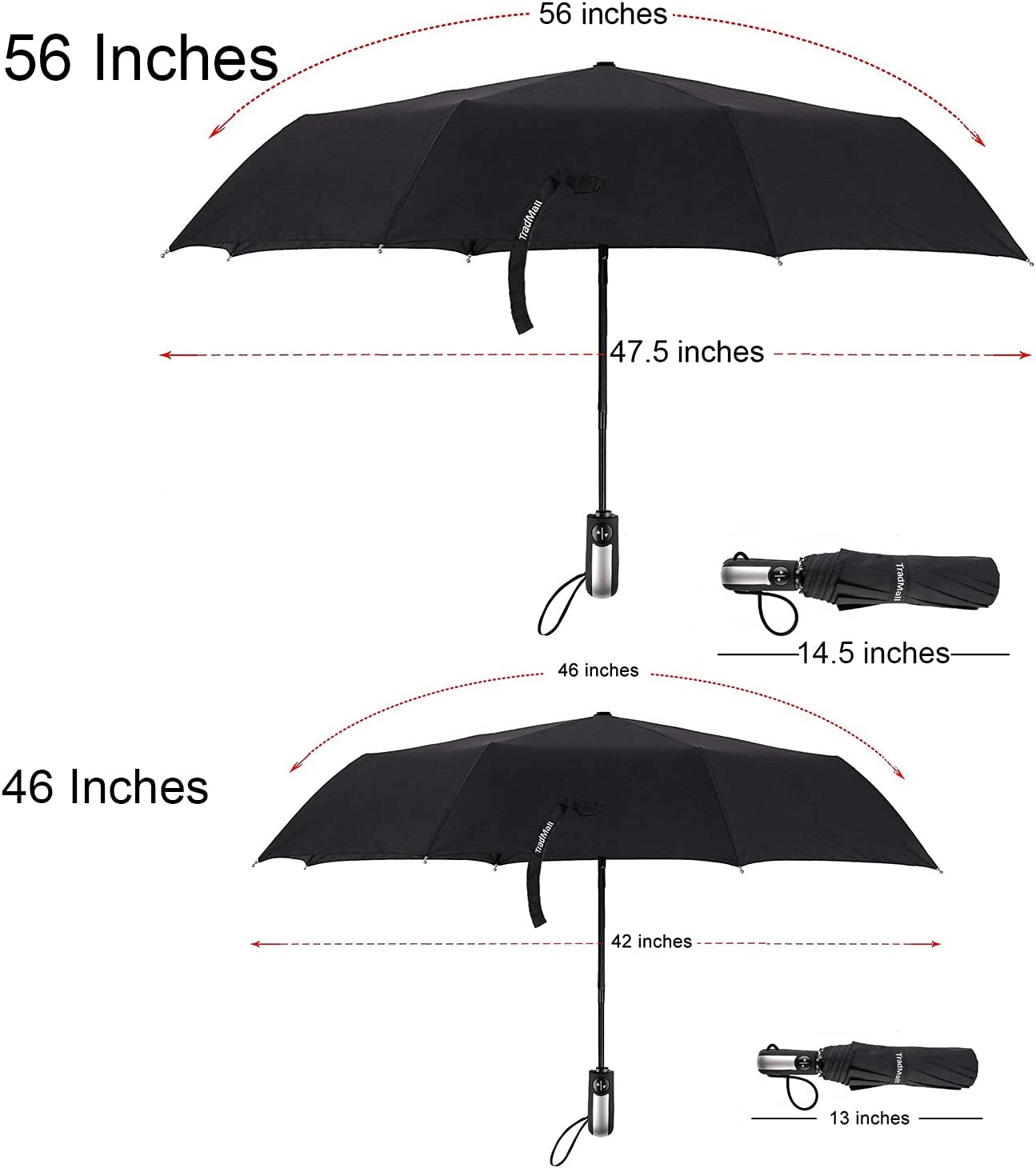 Custom umbrella 3 Pack Travel Umbrella Windproof Portable 46/56 Inches Larg - Image 3