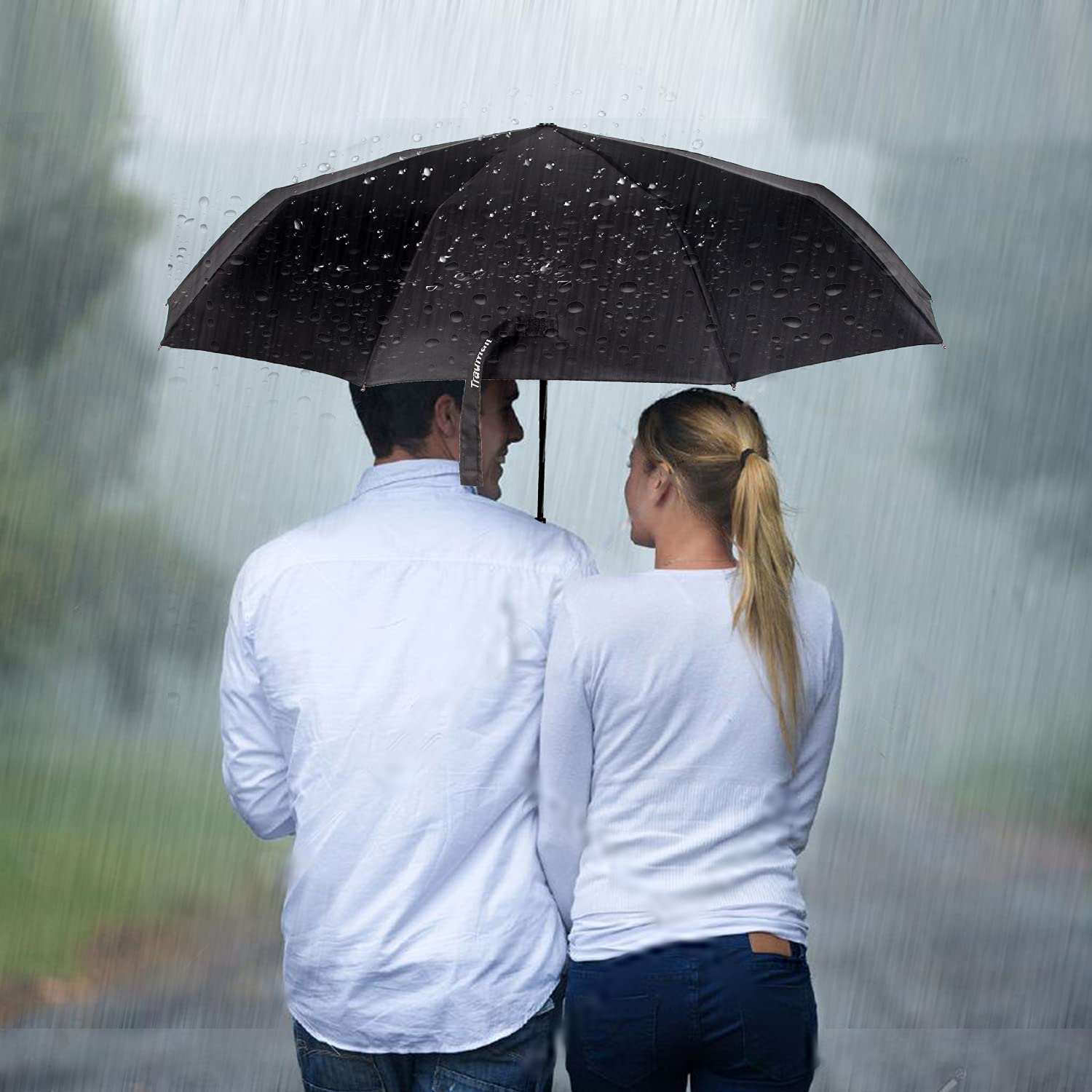 Custom umbrella 4 Pack Travel Umbrella Windproof Portable 46 Inches Large C - Image 7