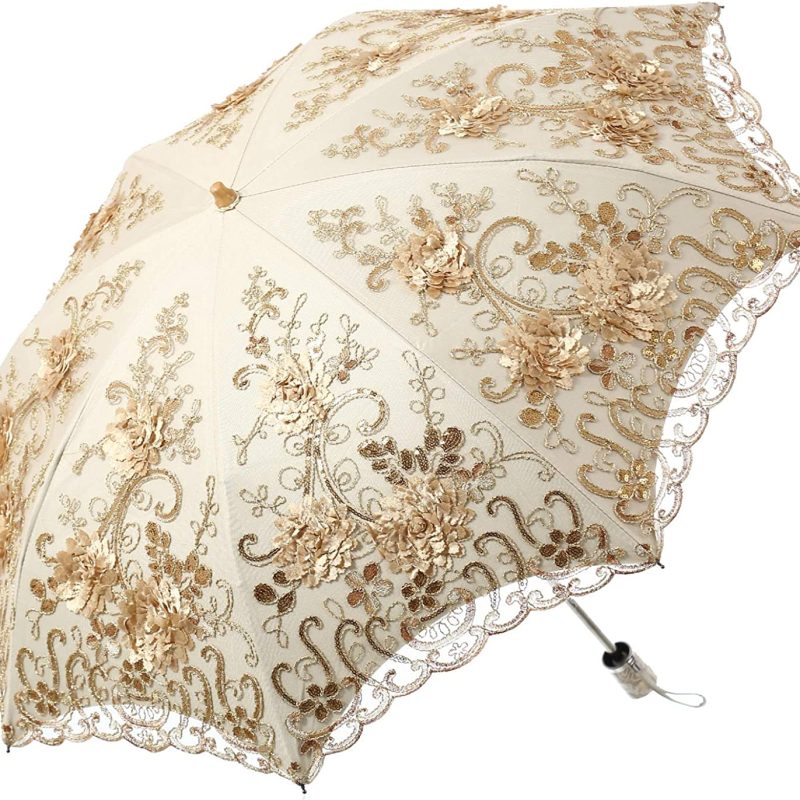 Custom Wedding Umbrellas Embroidered Lace Double-deck Anti-UV Parasol Sun/Rain/S