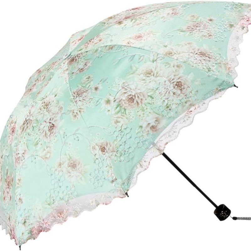 Logo parasol Umbrellas With Your Brand Flower Print Vintage Parasol Anti-UV Folding Lace Embroidery Umbrella 3 Folding G