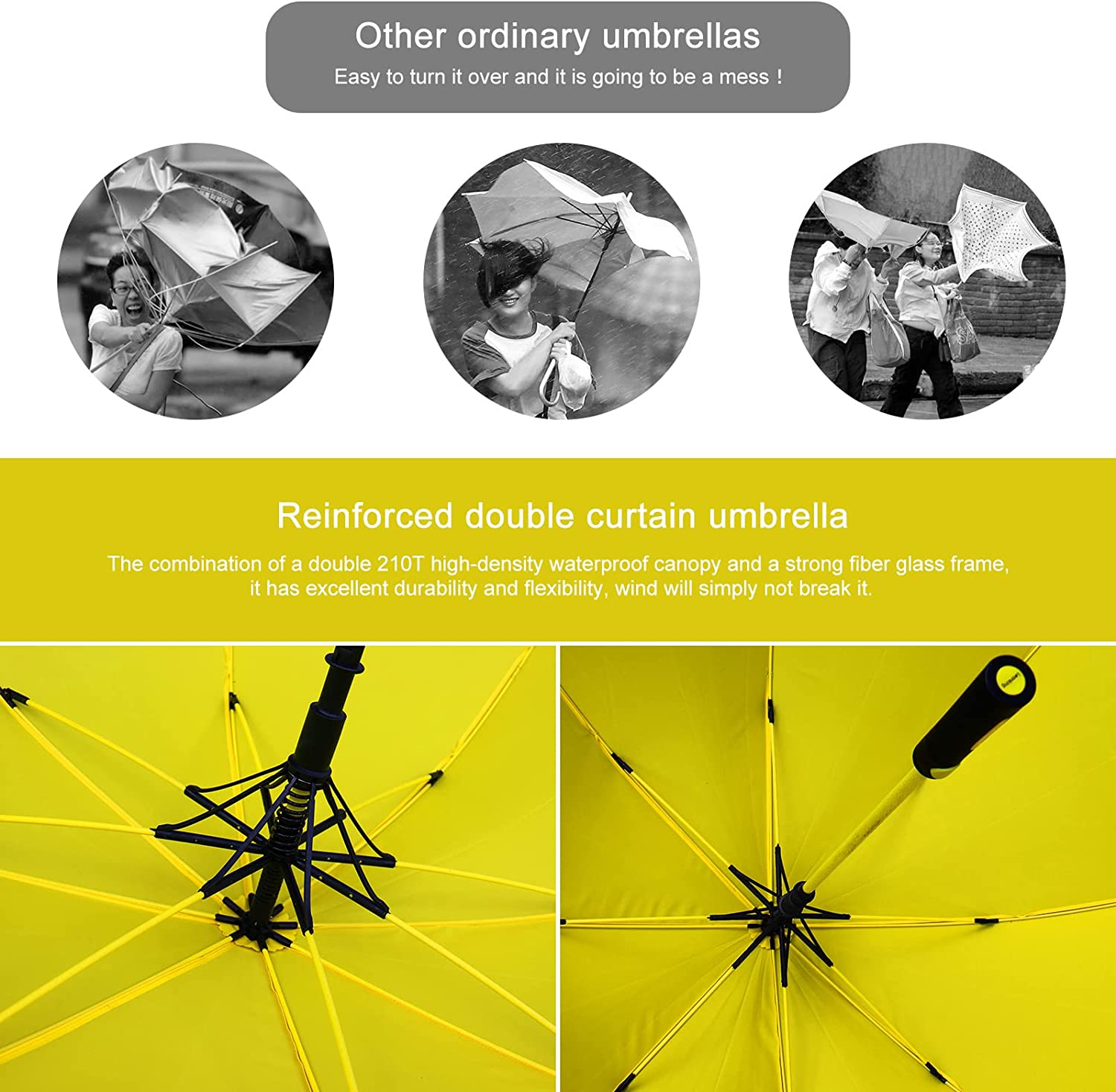 55 Inch Golf Umbrella UV Protection Automatic Open Extra Large Oversize Dou - Image 4