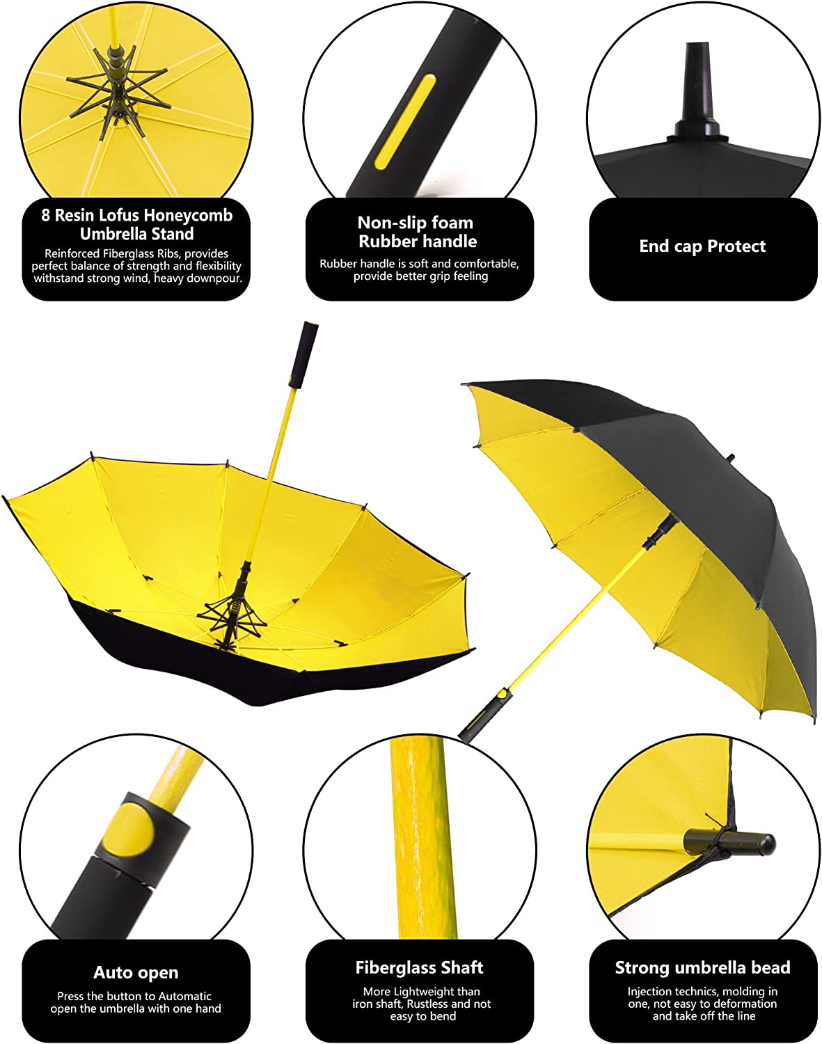 55 Inch Golf Umbrella UV Protection Automatic Open Extra Large Oversize Dou - Image 5