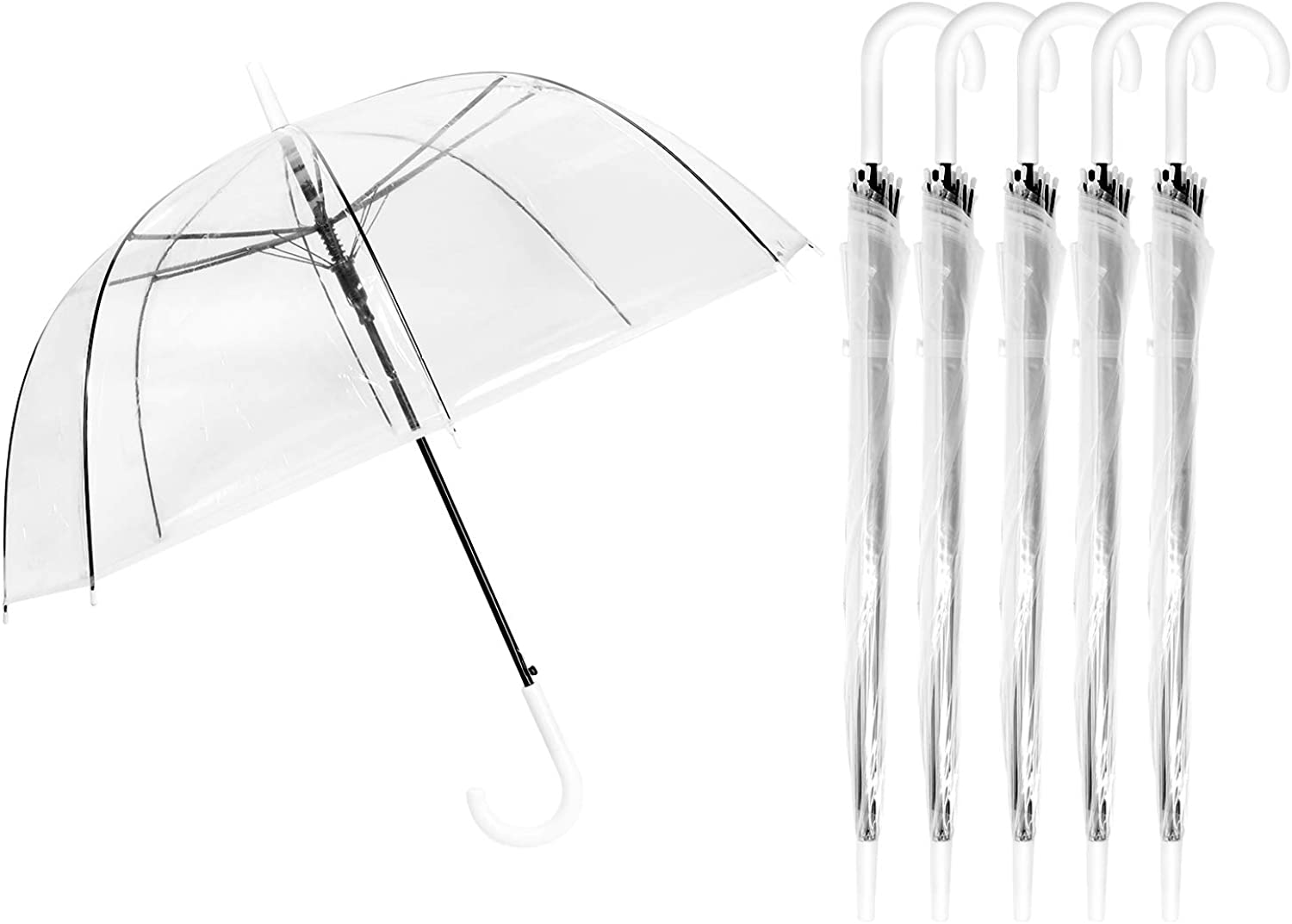 Custom Wedding Umbrellas 6 Pcs 46 Inch Clear Bubble Umbrella J Handle Automatic