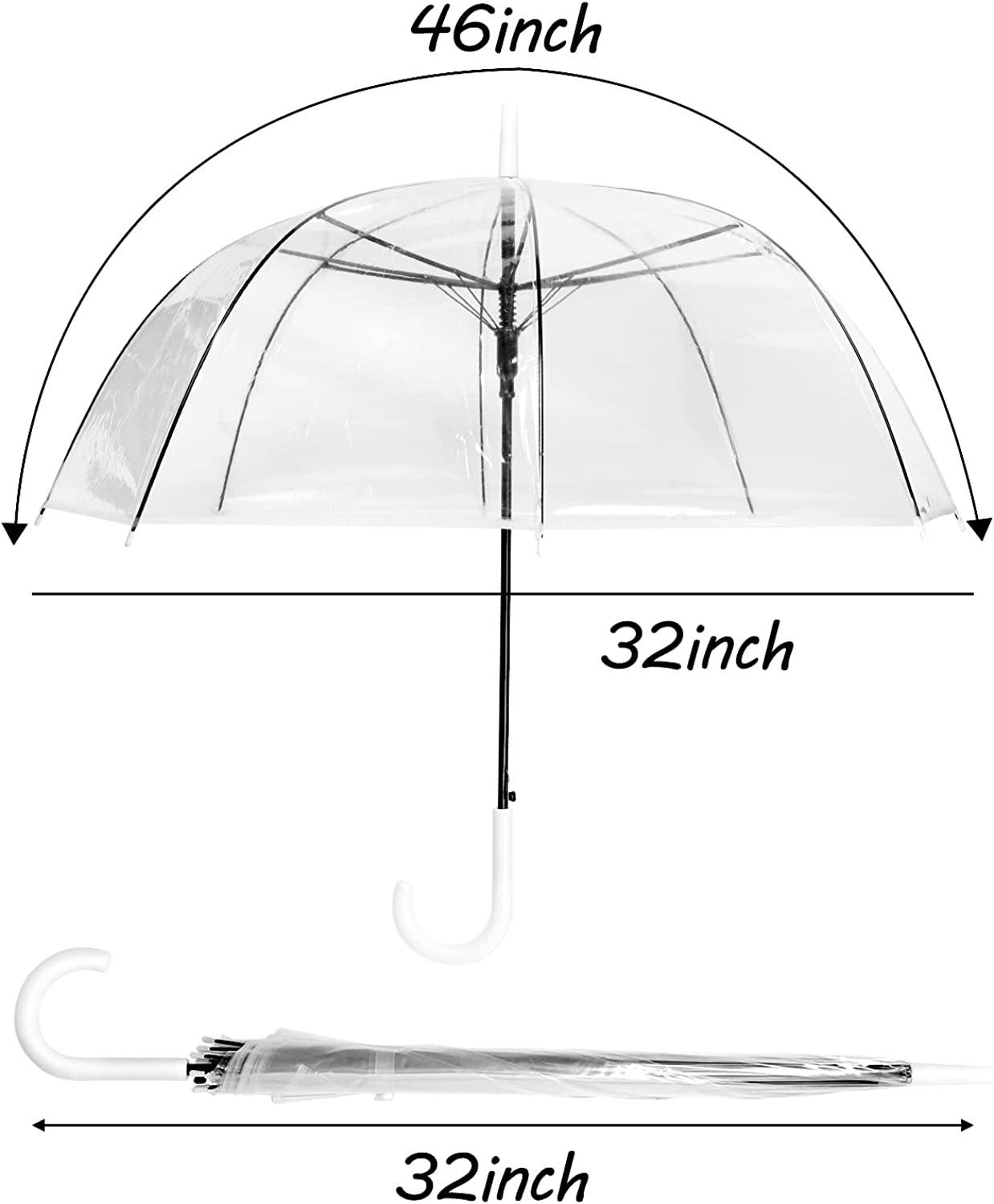 Custom Wedding Umbrellas 6 Pcs 46 Inch Clear Bubble Umbrella J Handle Automatic - Image 2