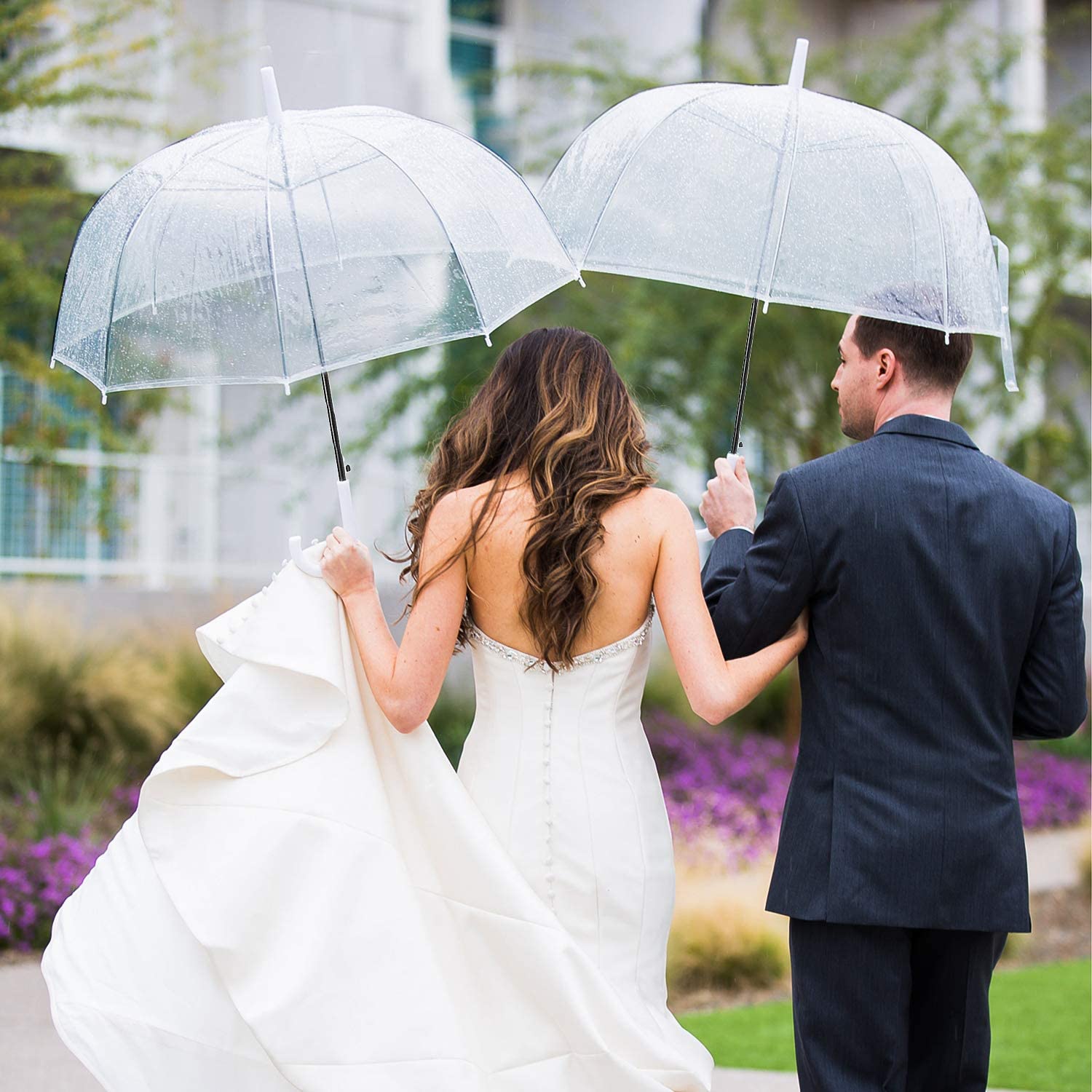 Custom Wedding Umbrellas 6 Pcs 46 Inch Clear Bubble Umbrella J Handle Automatic - Image 7