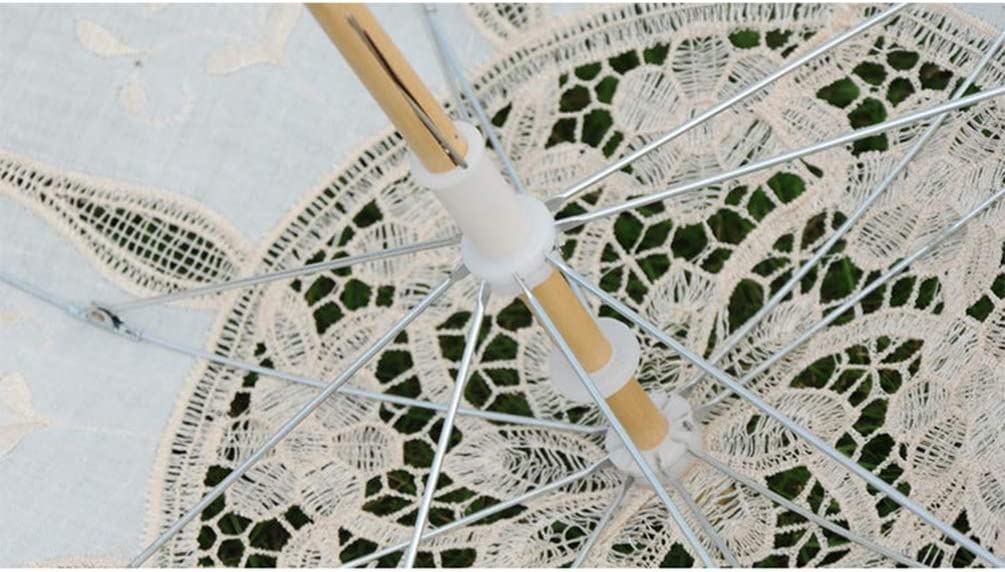 Custom Wedding Umbrellas Wedding Bride Lace Umbrella White Wooden Handle-Stylish - Image 7