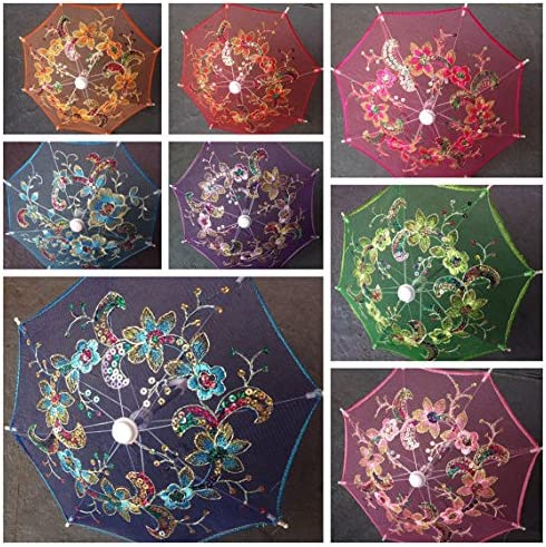 Logo parasol Umbrellas With Your Brand Set of 12 Tiny/small Lace Embroidered Parasol Umbrella (8 Inches Only) for Weddin