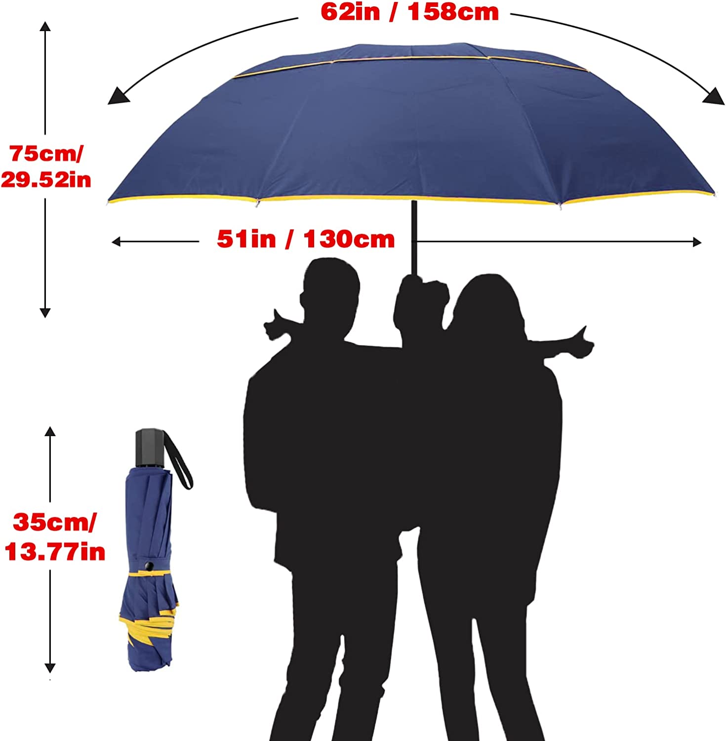 Custom umbrella 62 Inch Oversize Windproof Golf Umbrella - Double Canopy Ve - Image 3