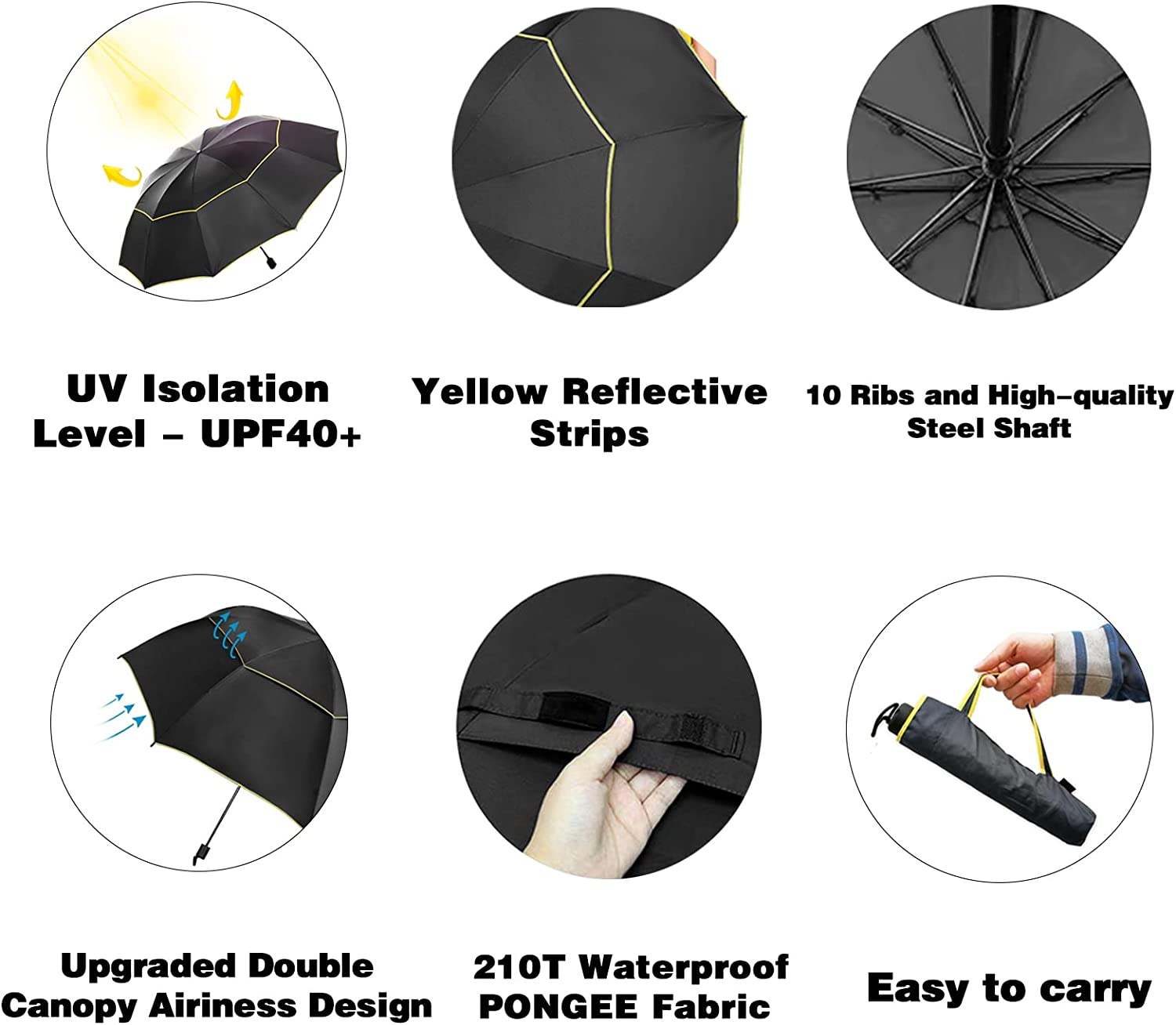 Custom umbrella 62 Inch Oversize Windproof Golf Umbrella - Double Canopy Ve - Image 4