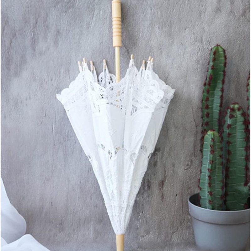Custom Wedding Umbrellas Lace Umbrella Silk Cloth Material Embroidery Bride Par