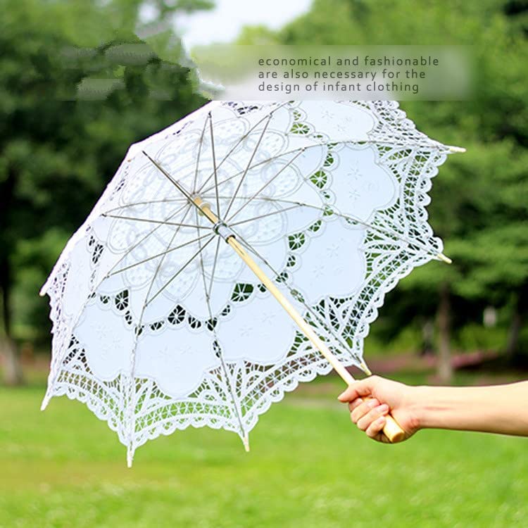 Custom Wedding Umbrellas Lace Umbrella Silk Cloth Material Embroidery Bride Par - Image 4