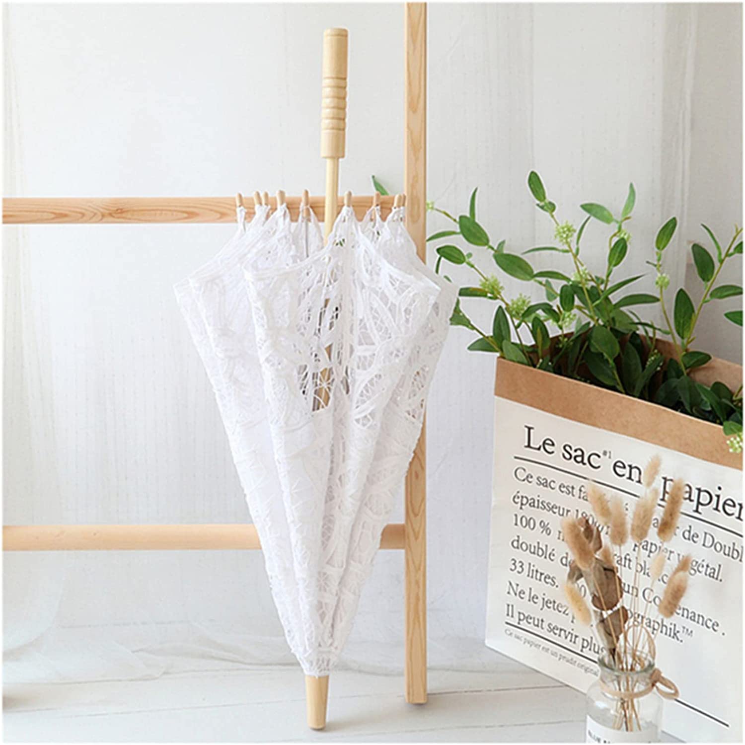 Custom Wedding Umbrellas Lace Umbrella Silk Cloth Material Embroidery Bride Par - Image 5