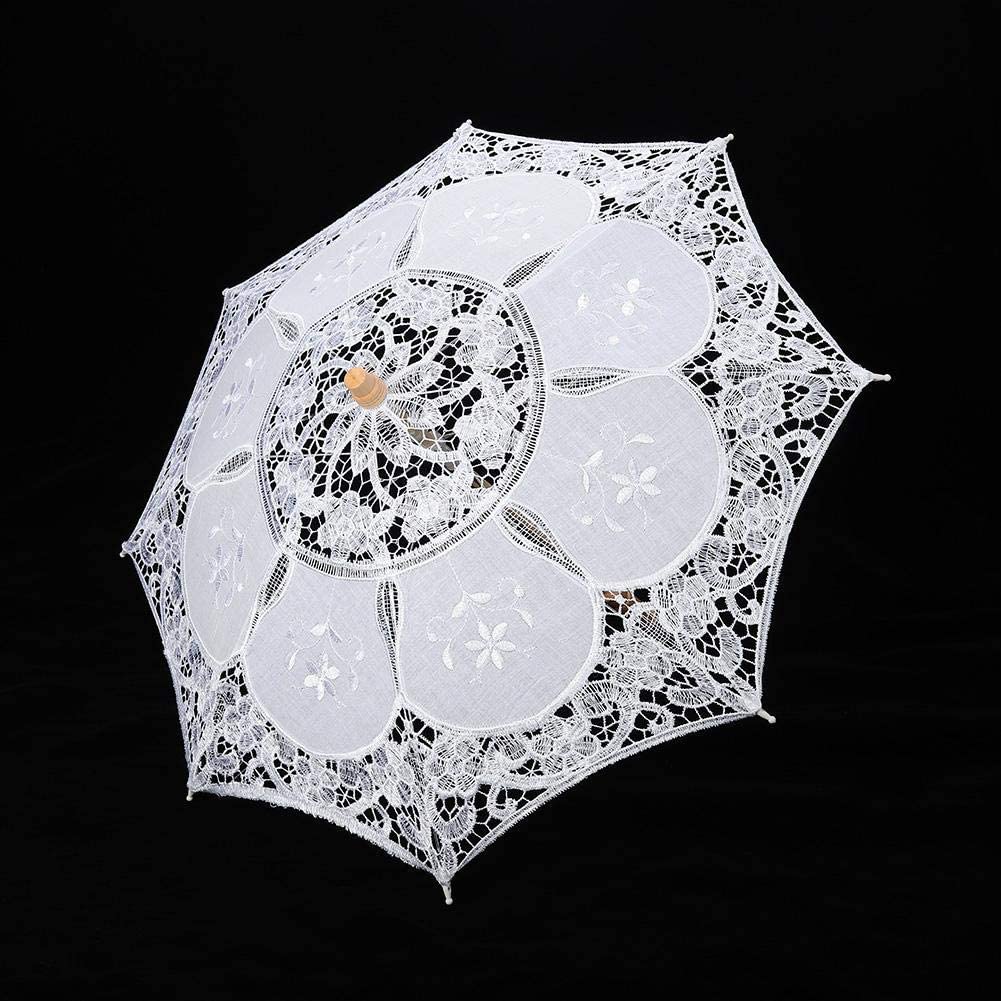 Custom Wedding Umbrellas Lace Umbrella Silk Cloth Material Embroidery Bride Par - Image 6