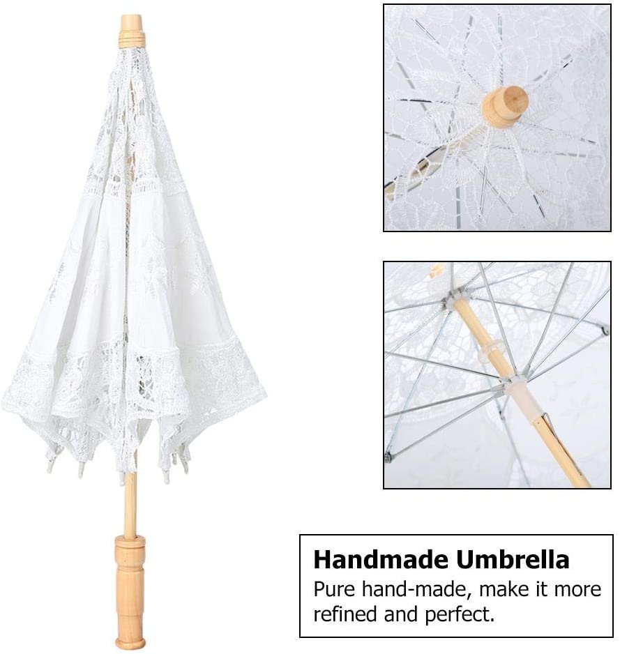 Custom Wedding Umbrellas Lace Umbrella Silk Cloth Material Embroidery Bride Par - Image 7