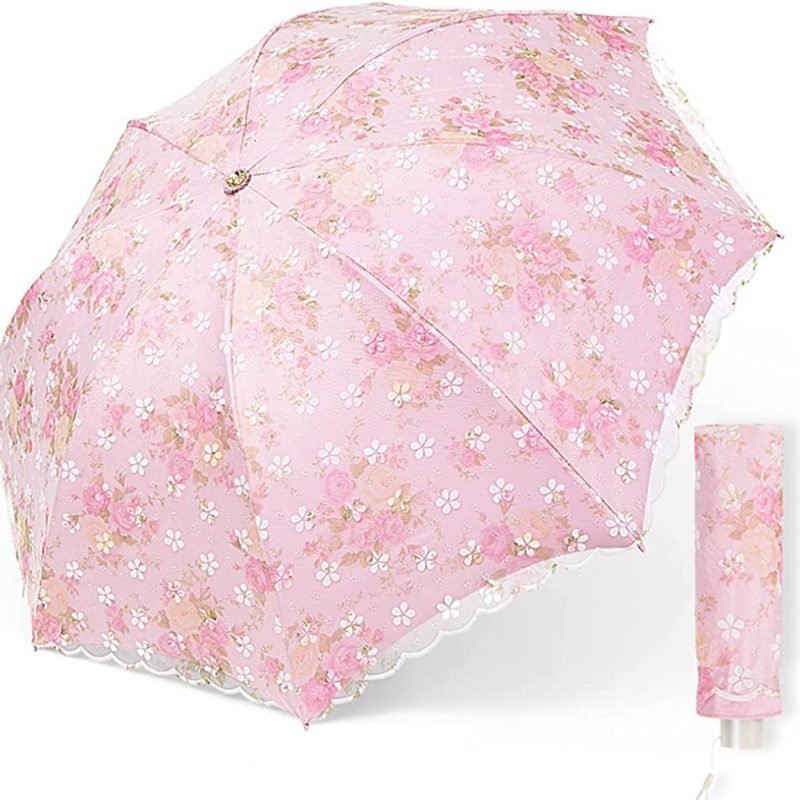 Lace Parasol Vintage Lace UV Flower Embroidery Folding Umbrella Women's Outdoor sunny rain umbrella Lace Pattern for S