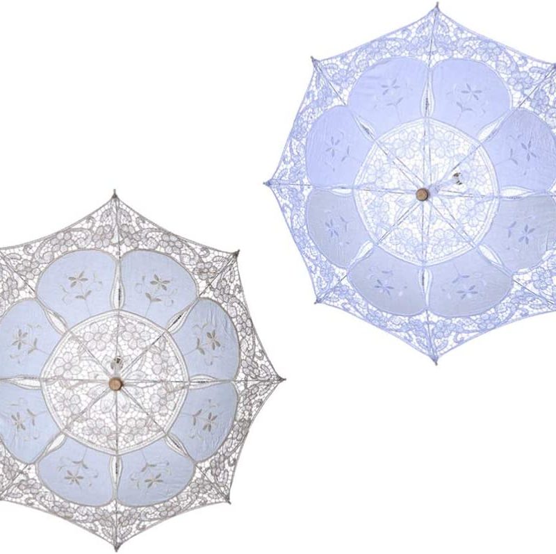 Lace Umbrella Wedding Bridal Parasol: Dance Romantic Umbrella Performance Props 2pcs 30cm for Women Girl Bridesmaid Brid