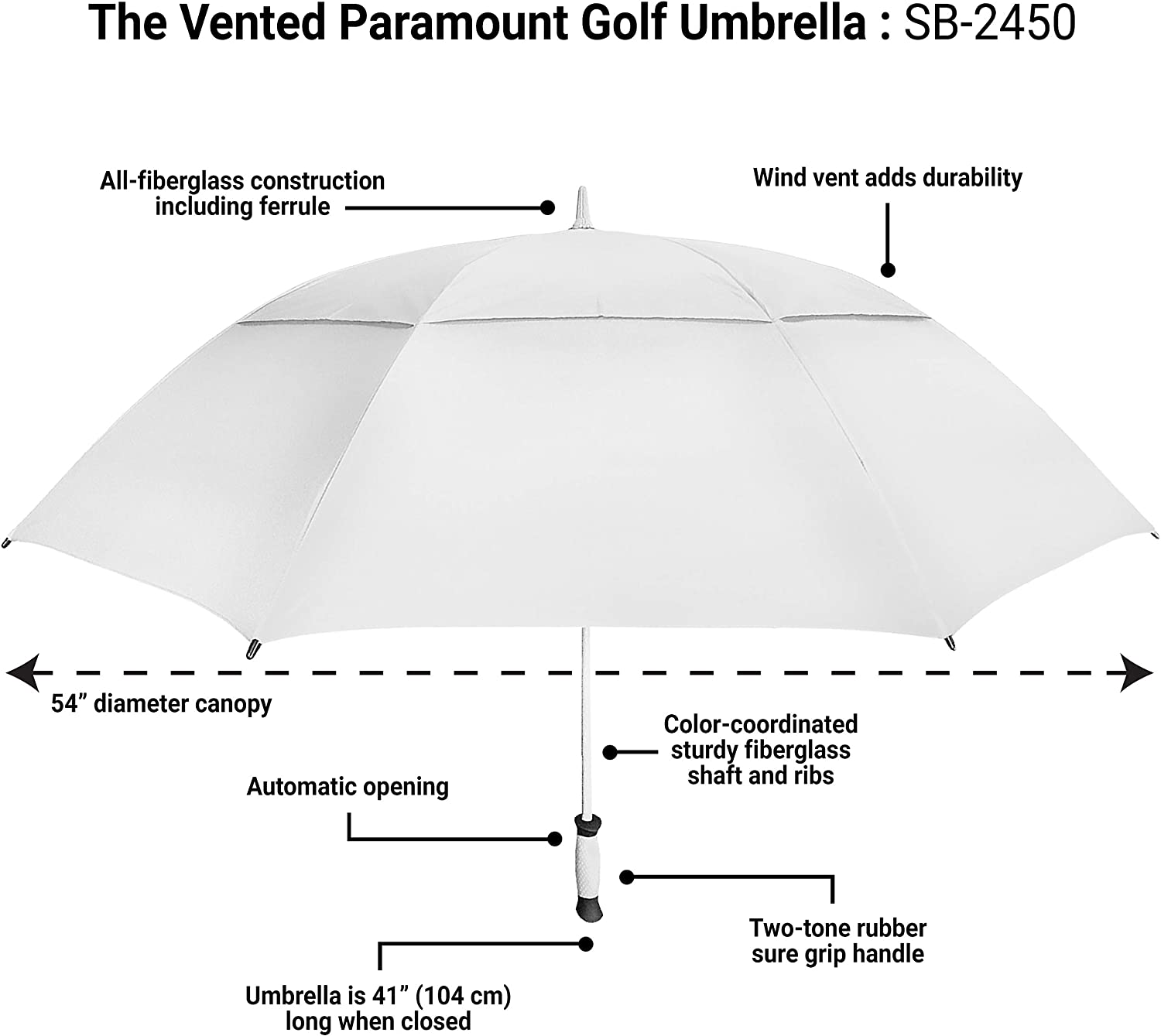Custom Wedding Umbrellas Golf Umbrella 64 Inch Oversize Large Vented Windproof W - Image 2