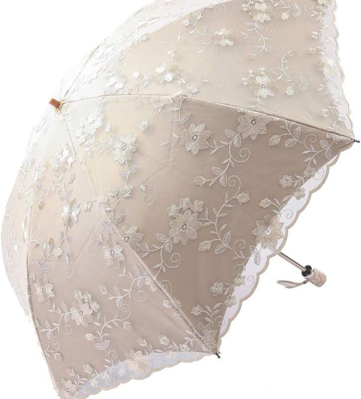 Custom Wedding Umbrellas Embroidery Lace Flower Princess Sun Rain Umbrella Decor