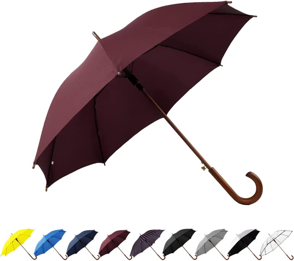 Custom Wedding Umbrellas 48 Arc Classic Wood Handle Umbrella Auto Open Windproo"
