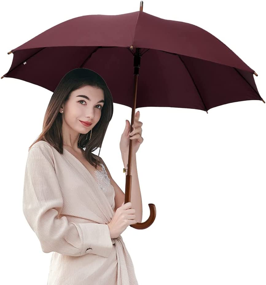 Custom Wedding Umbrellas 48 Arc Classic Wood Handle Umbrella Auto Open Windproo" - Image 3
