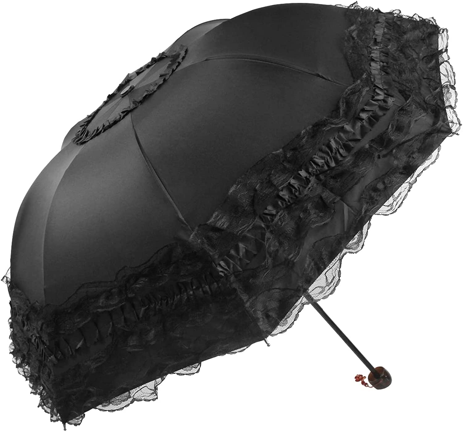 Logo parasol Umbrellas With Your Brand Princess Lace Ultraviolet-Proof Triple Folding Umbrella Dome Parasol