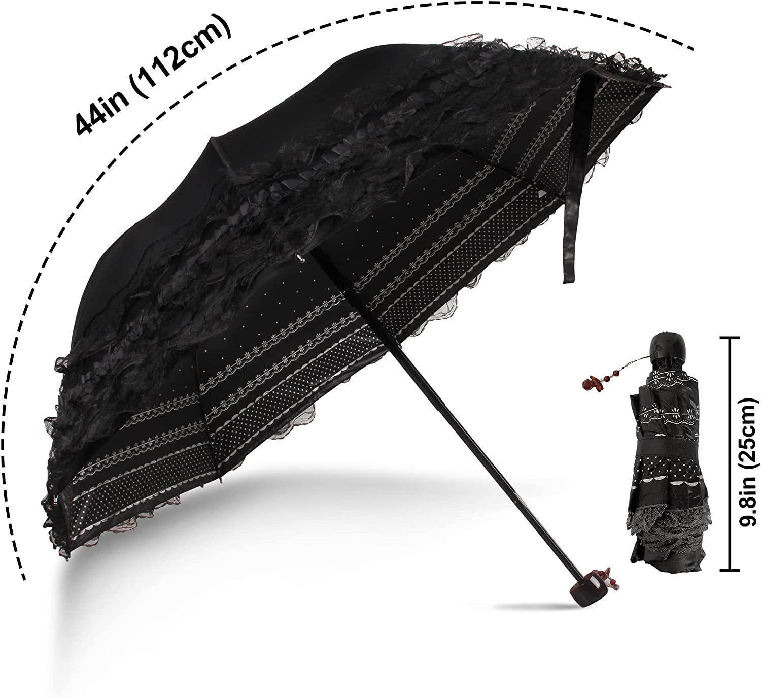 Logo parasol Umbrellas With Your Brand Princess Lace Ultraviolet-Proof Triple Folding Umbrella Dome Parasol - Image 2