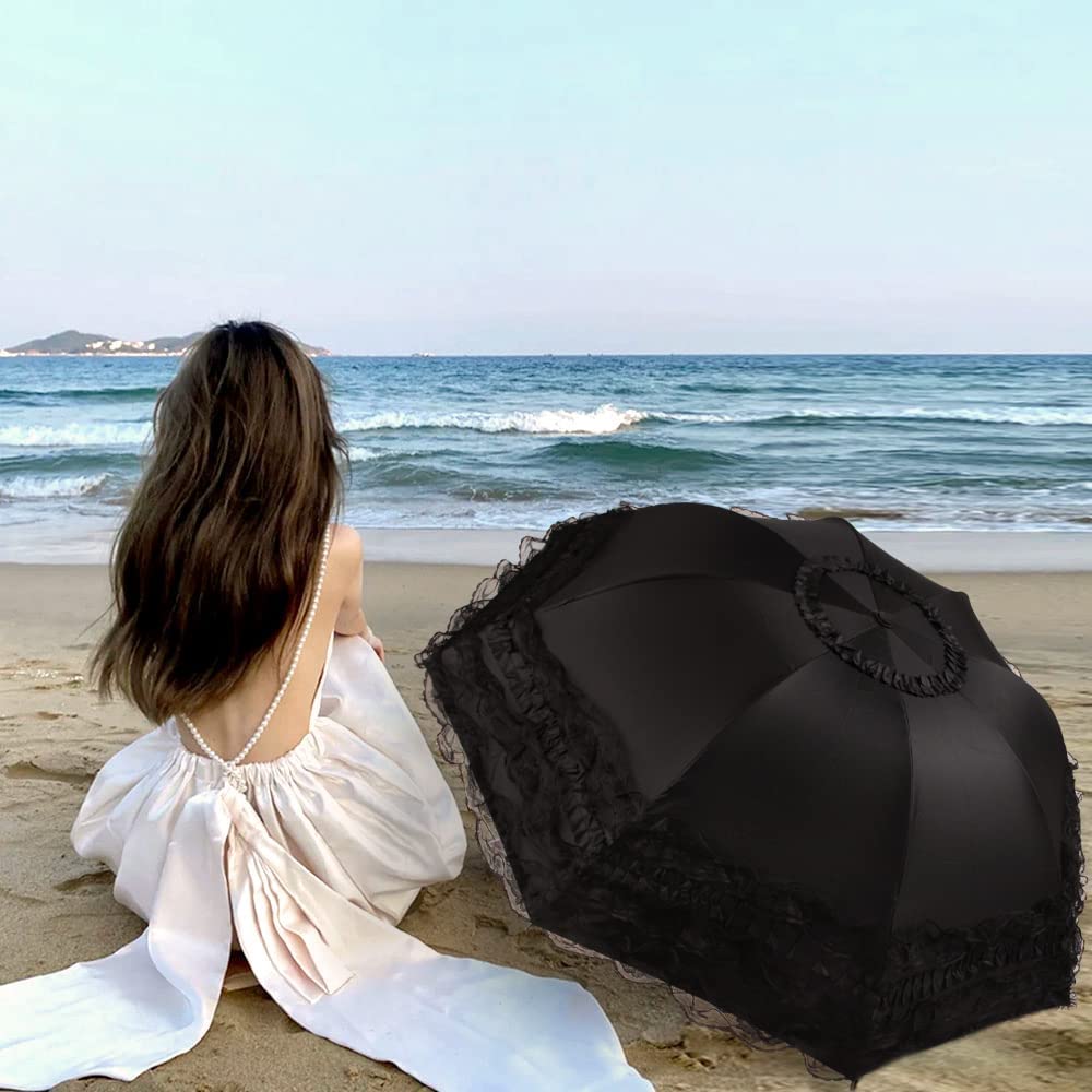 Logo parasol Umbrellas With Your Brand Princess Lace Ultraviolet-Proof Triple Folding Umbrella Dome Parasol - Image 8