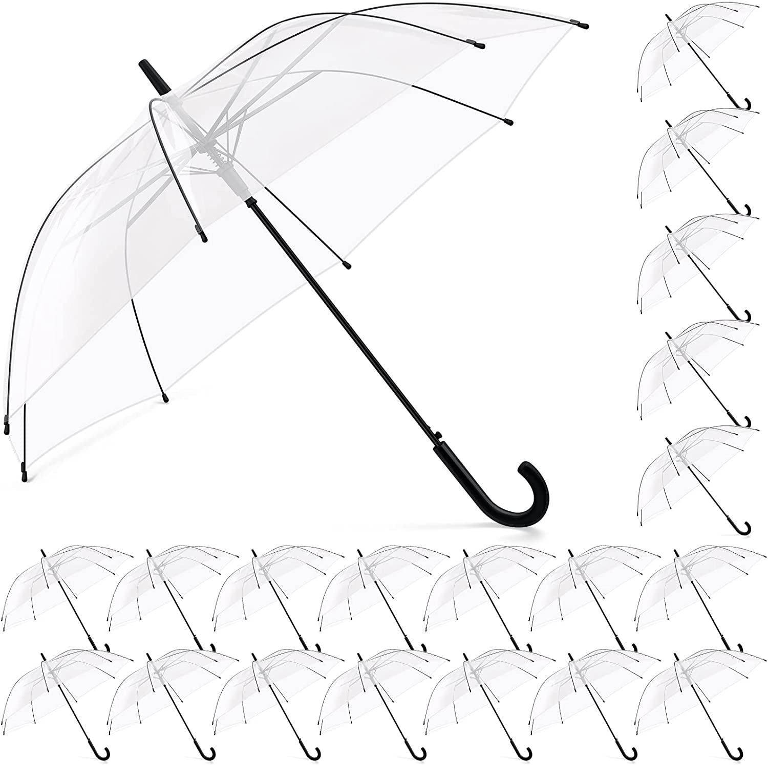 Custom Wedding Umbrellas 24 Packs Clear Umbrella Wedding Style Stick Umbrellas L