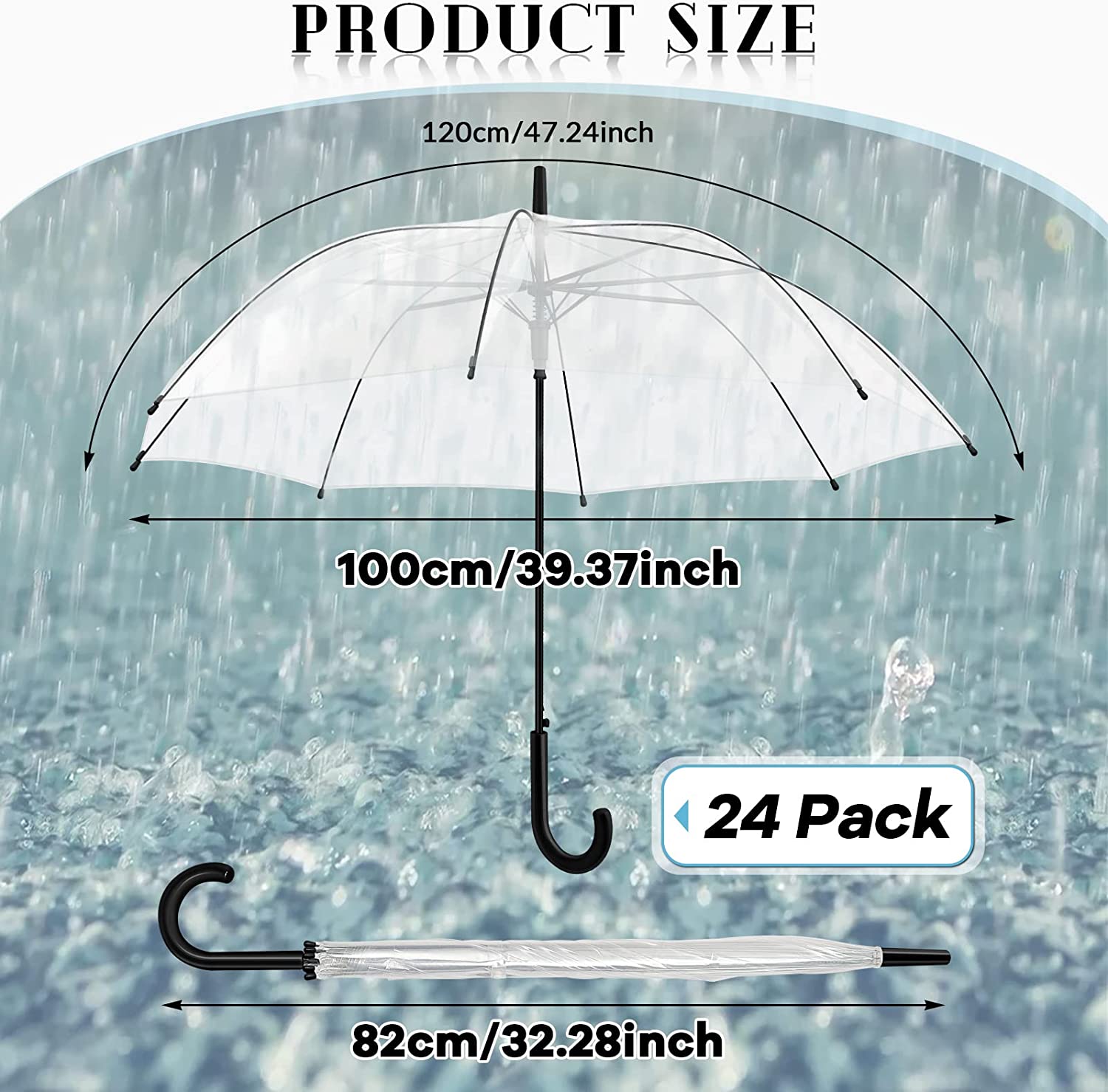 Custom Wedding Umbrellas 24 Packs Clear Umbrella Wedding Style Stick Umbrellas L - Image 2