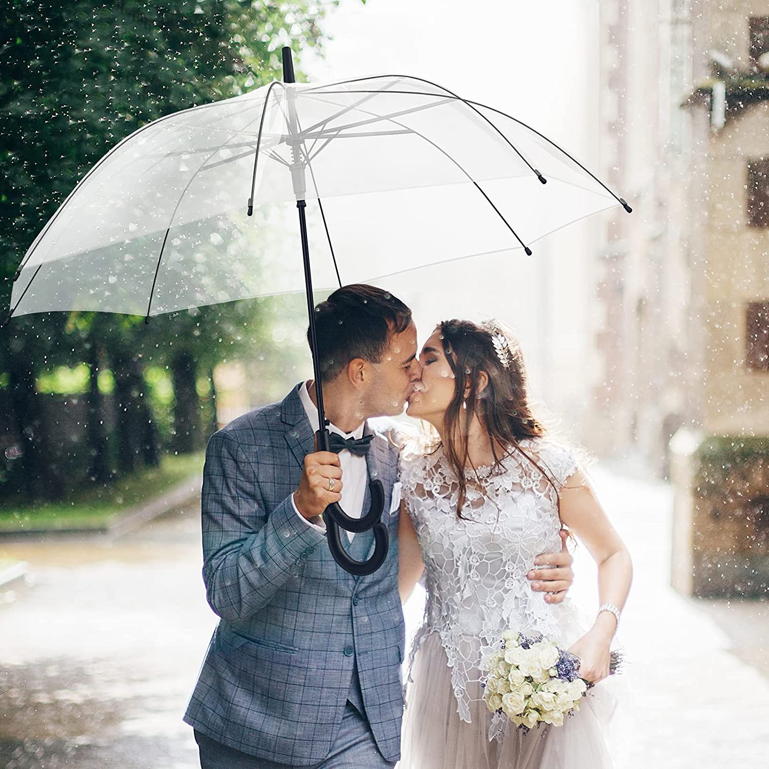 Custom Wedding Umbrellas 24 Packs Clear Umbrella Wedding Style Stick Umbrellas L - Image 7