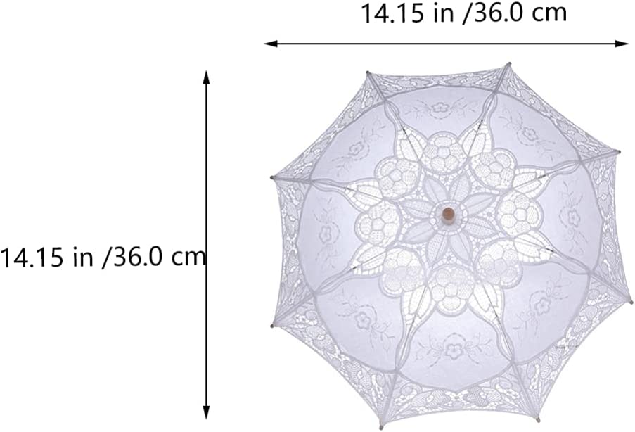 Custom Wedding Umbrellas Vintage White Wedding Lace Parasol Umbrella Vintage Flo - Image 3