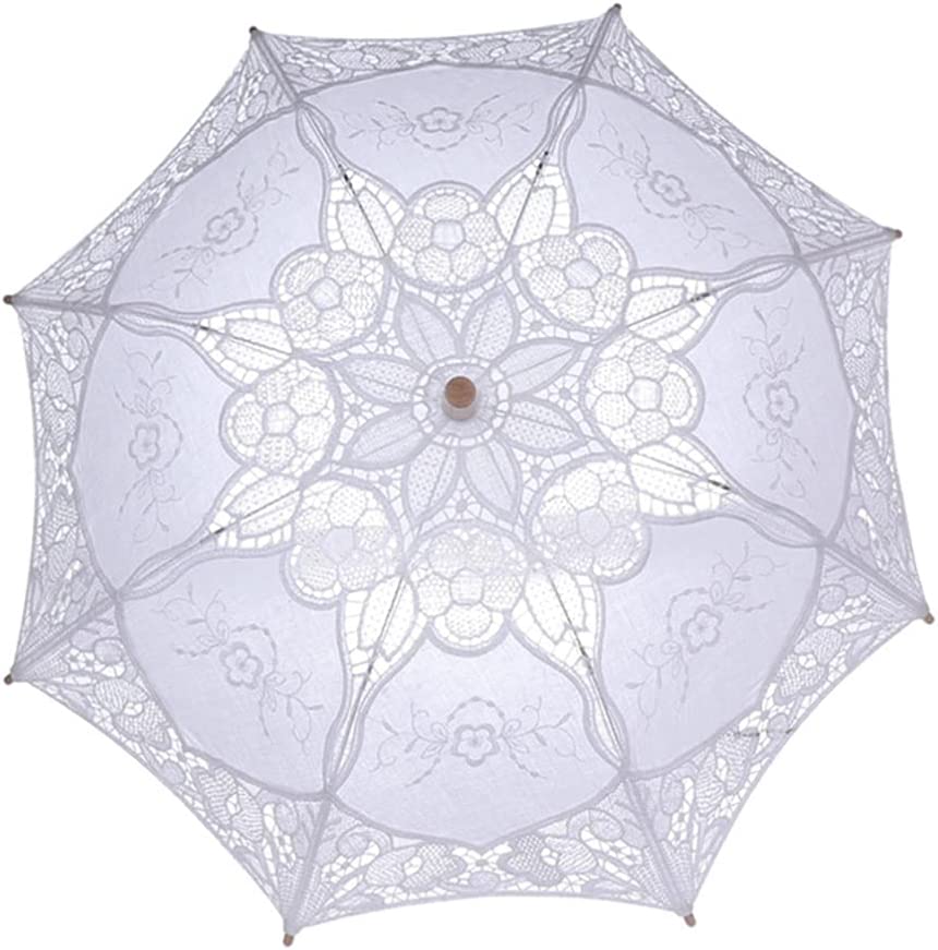 Custom Wedding Umbrellas Vintage White Wedding Lace Parasol Umbrella Vintage Flo - Image 9