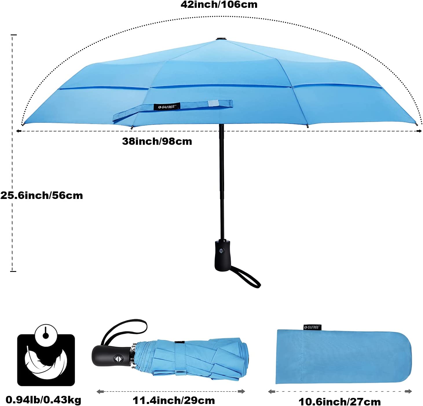 Custom umbrella 42 Inch Compact Travel Umbrella Windproof Small Folding Ba - Image 6