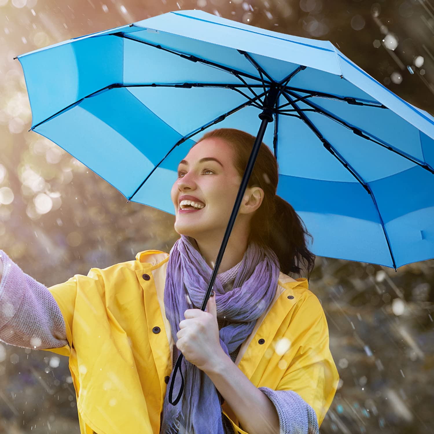 Custom umbrella 42 Inch Compact Travel Umbrella Windproof Small Folding Ba - Image 9