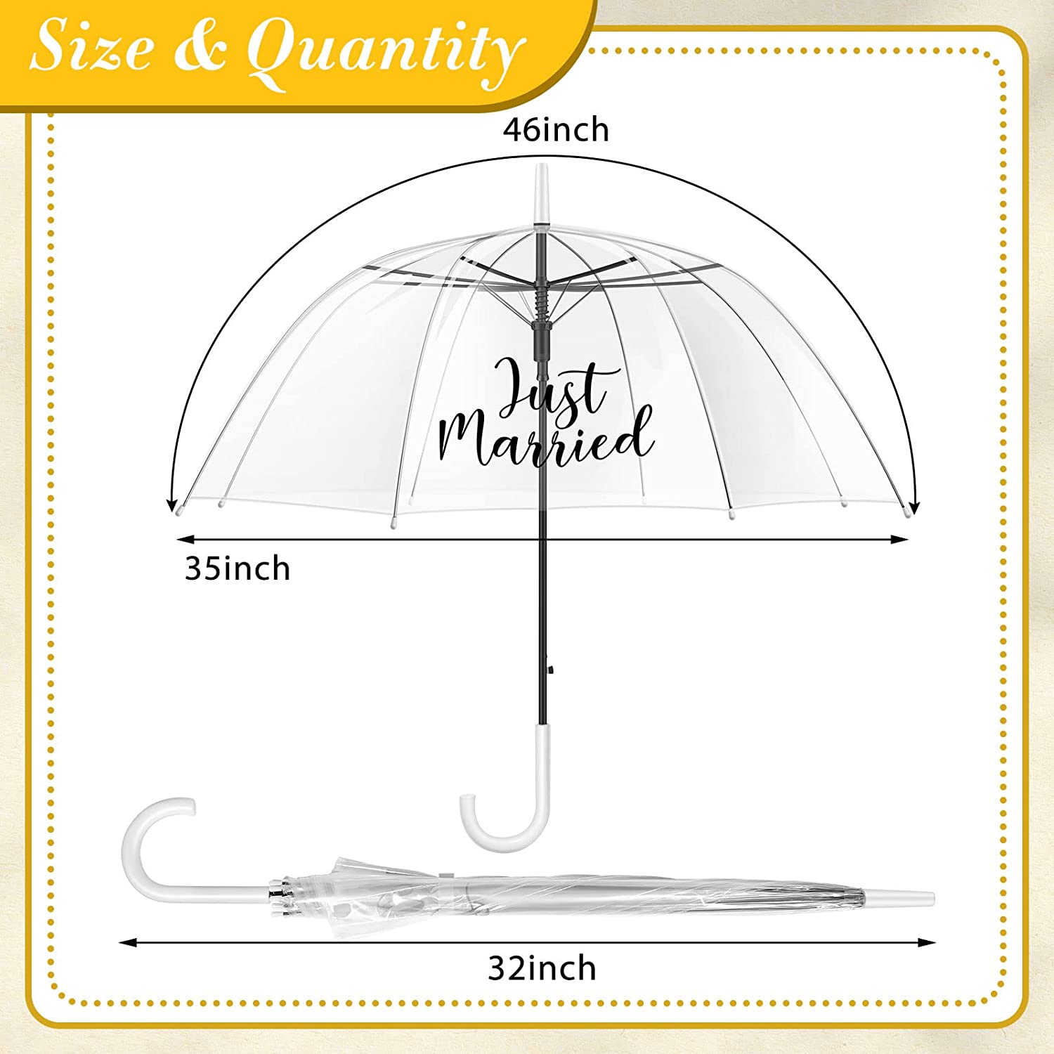 2 Pcs Clear Umbrella Wedding Just Married Decorations Clear Bubble Umbrellas for - Image 2