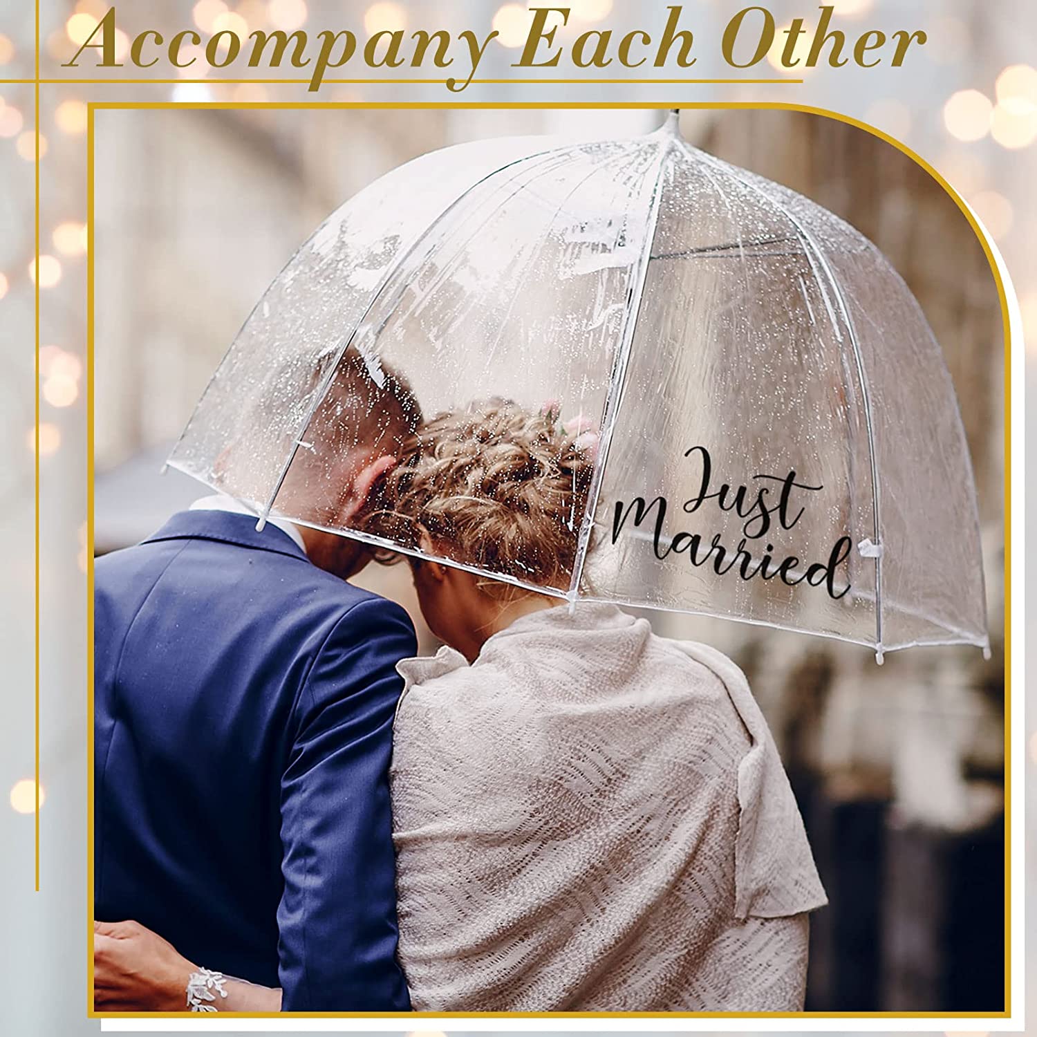 2 Pcs Clear Umbrella Wedding Just Married Decorations Clear Bubble Umbrellas for - Image 5