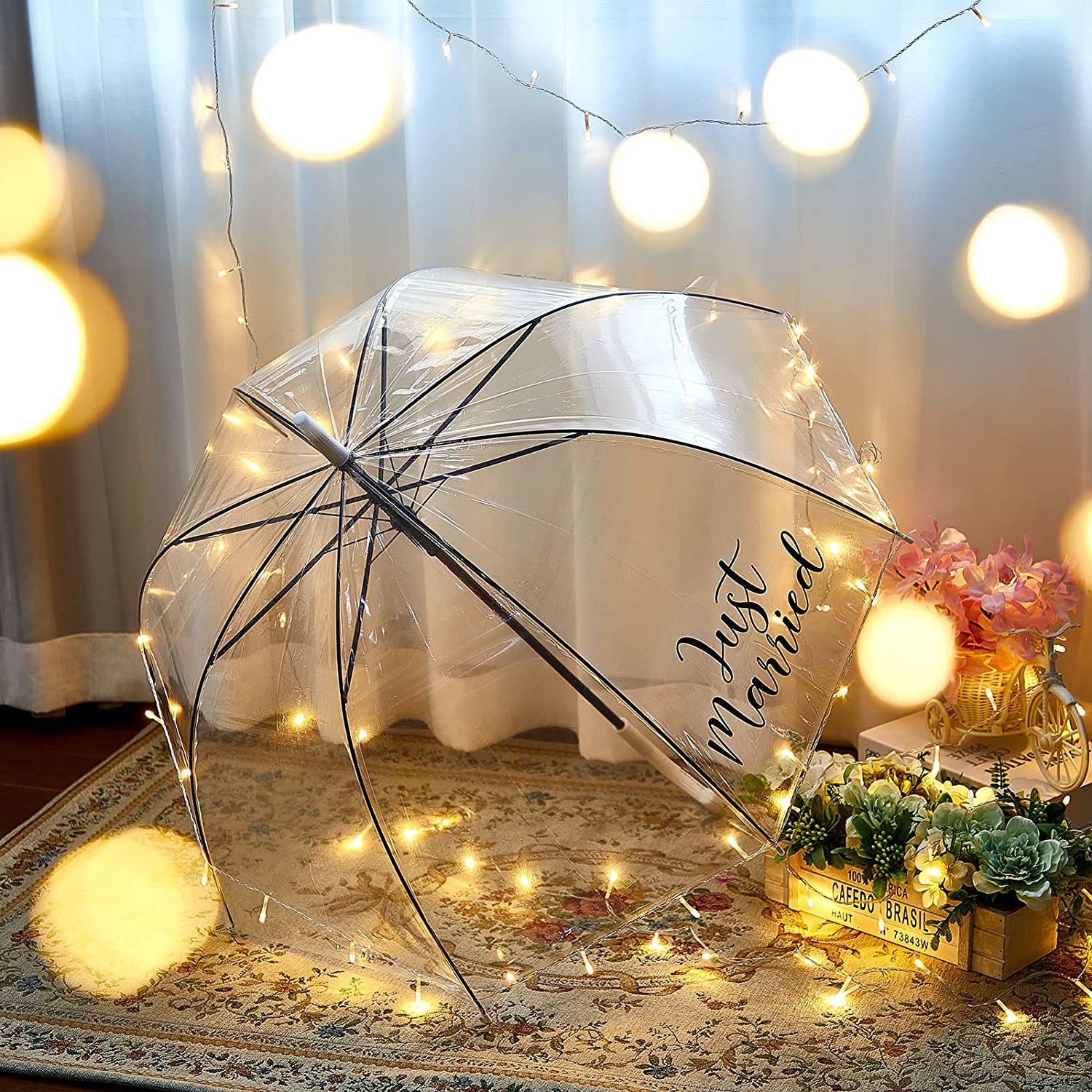 2 Pcs Clear Umbrella Wedding Just Married Decorations Clear Bubble Umbrellas for - Image 7