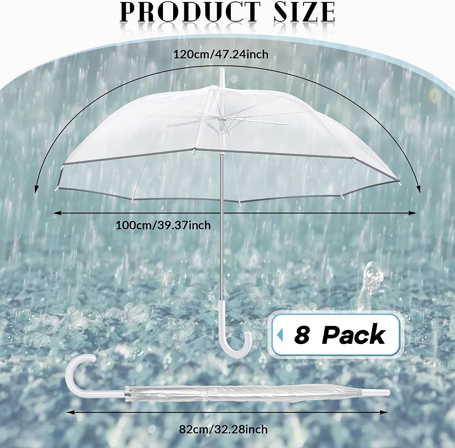 Custom Wedding Umbrellas 8 Pcs Transparent Bubble Umbrella with Reflective Strip - Image 2