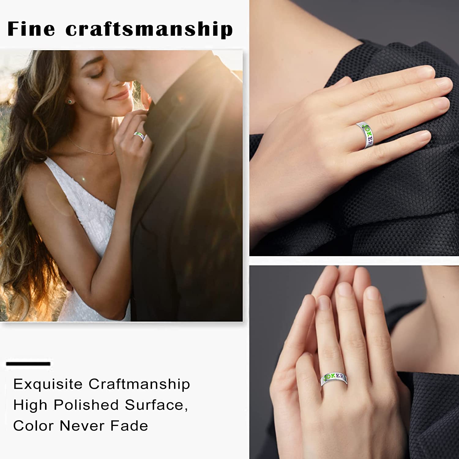 Custom Wedding Umbrellas joker rings,New Joker Lover Couple Stainless Steel Wedd - Image 6