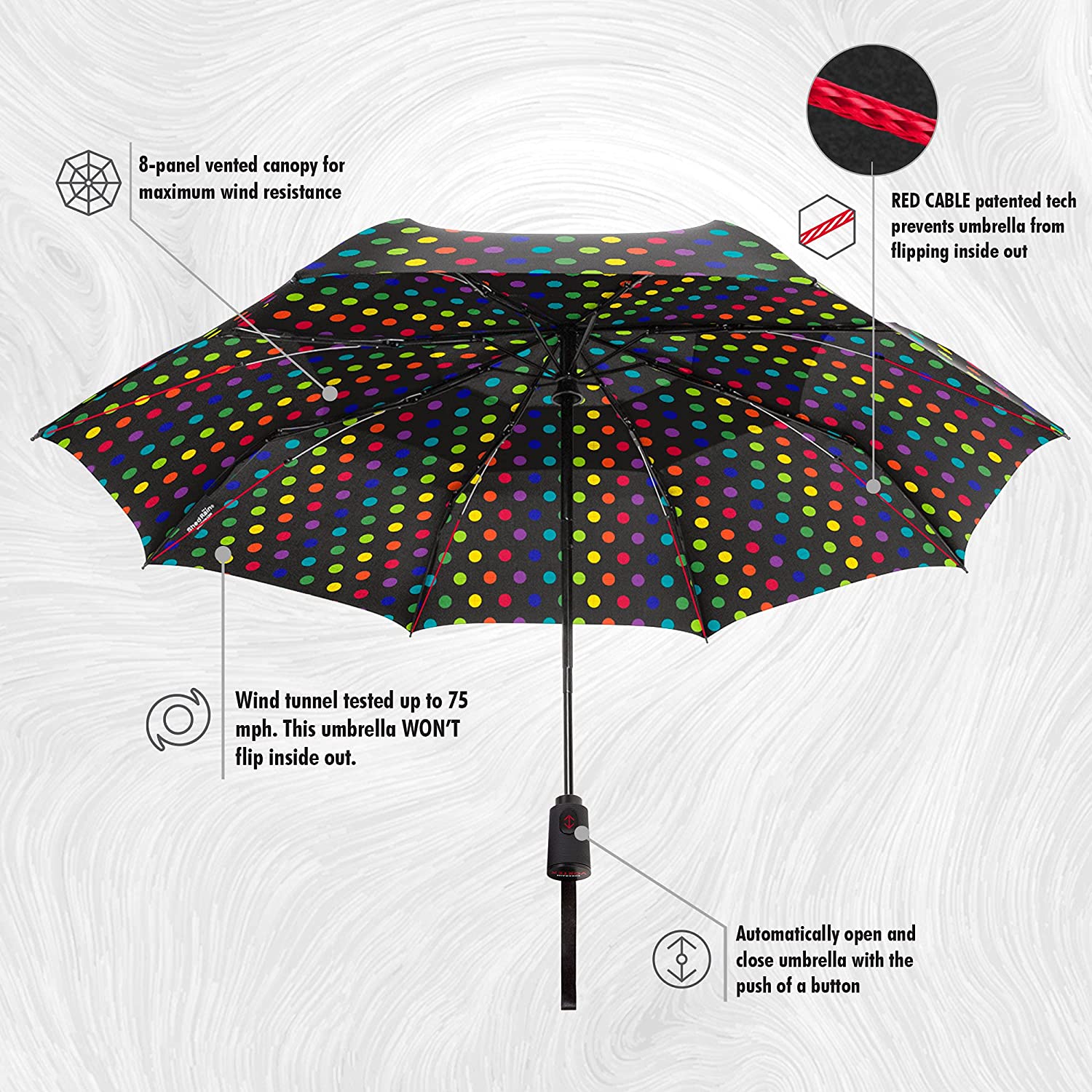 Custom Wedding Umbrellas Vortex Automatic Compact Folding Windproof Travel Umbre - Image 3