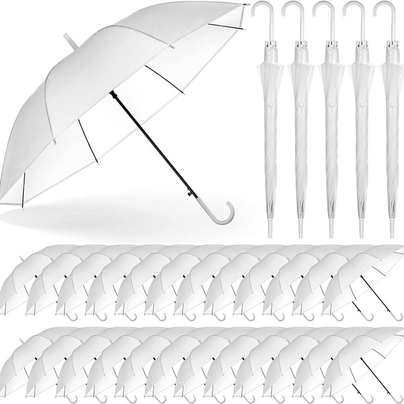 Logo parasol Umbrellas With Your Brand 30 Pieces Wedding Umbrellas Bulk Auto Open Stick Umbrellas with White European J