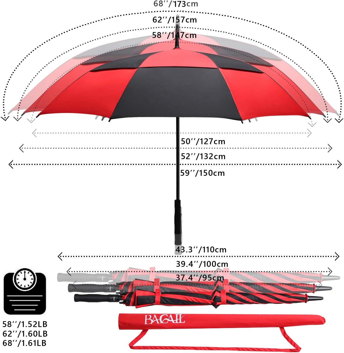 Custom umbrella Golf Umbrella 68/62/58 Inch Large Oversize Double Canopy Ve - Image 2