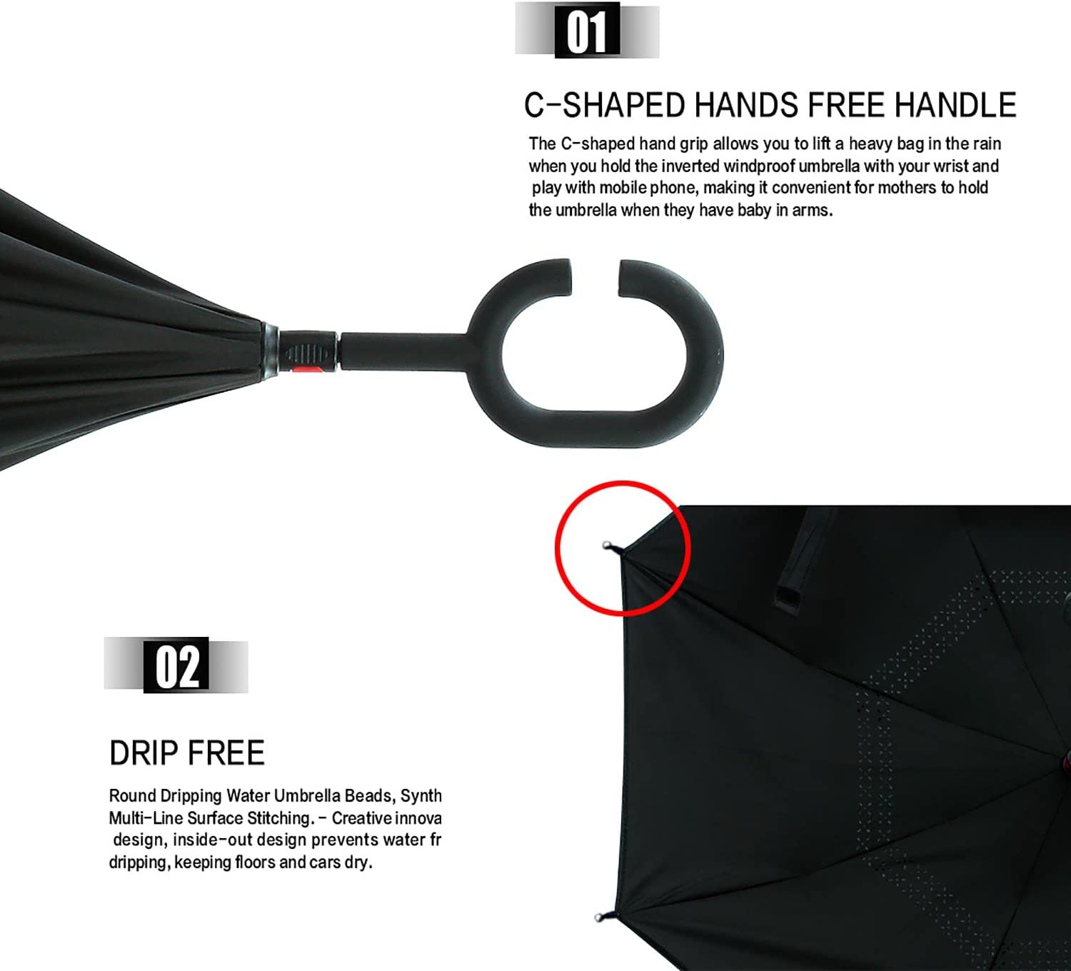 Custom Wedding Umbrellas Windproof Inverted Reverse Umbrella with UV Protection - Image 6
