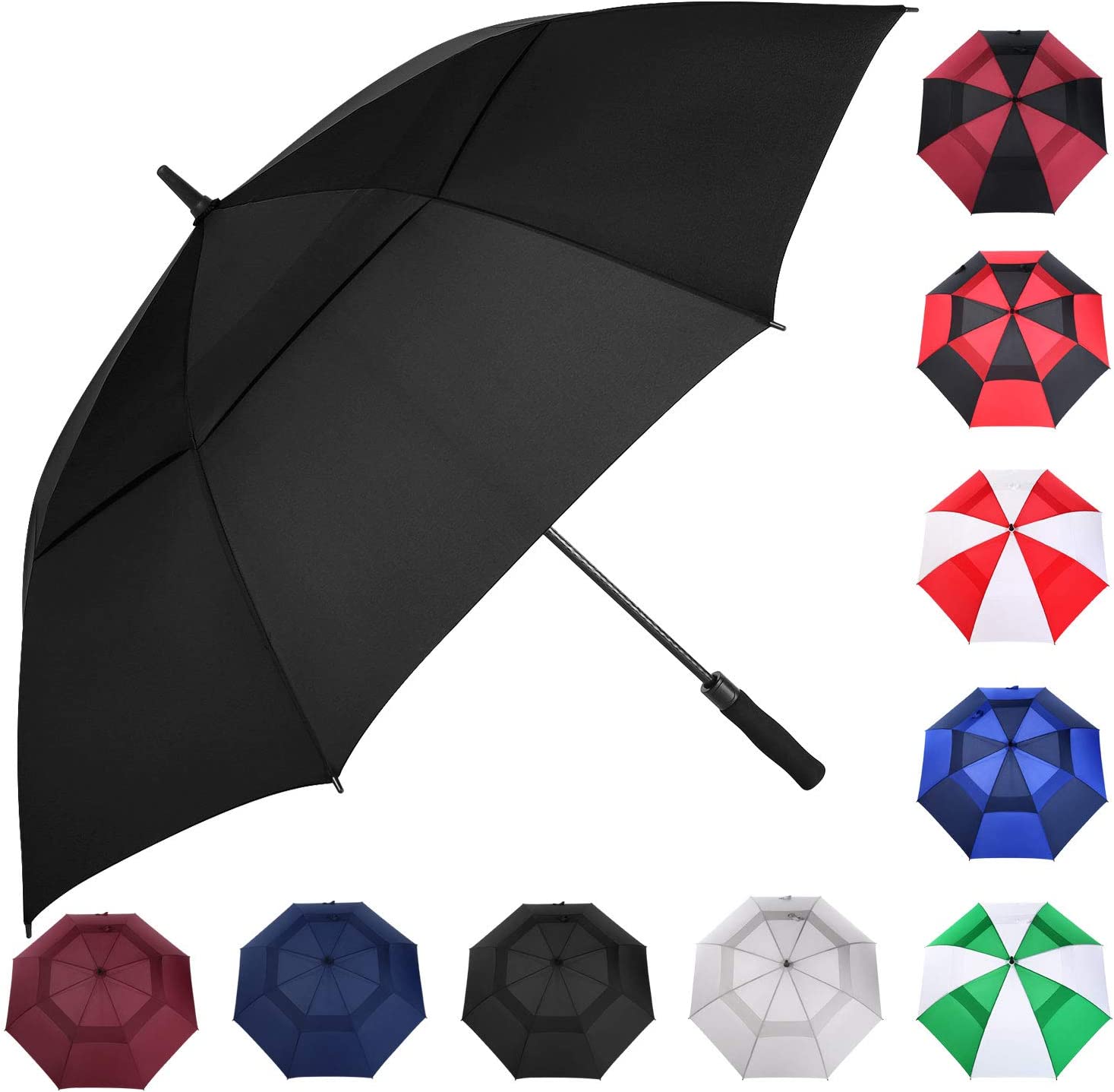 Custom umbrella 62/68/72 Inch Automatic Open Golf Umbrella Extra Large Ove