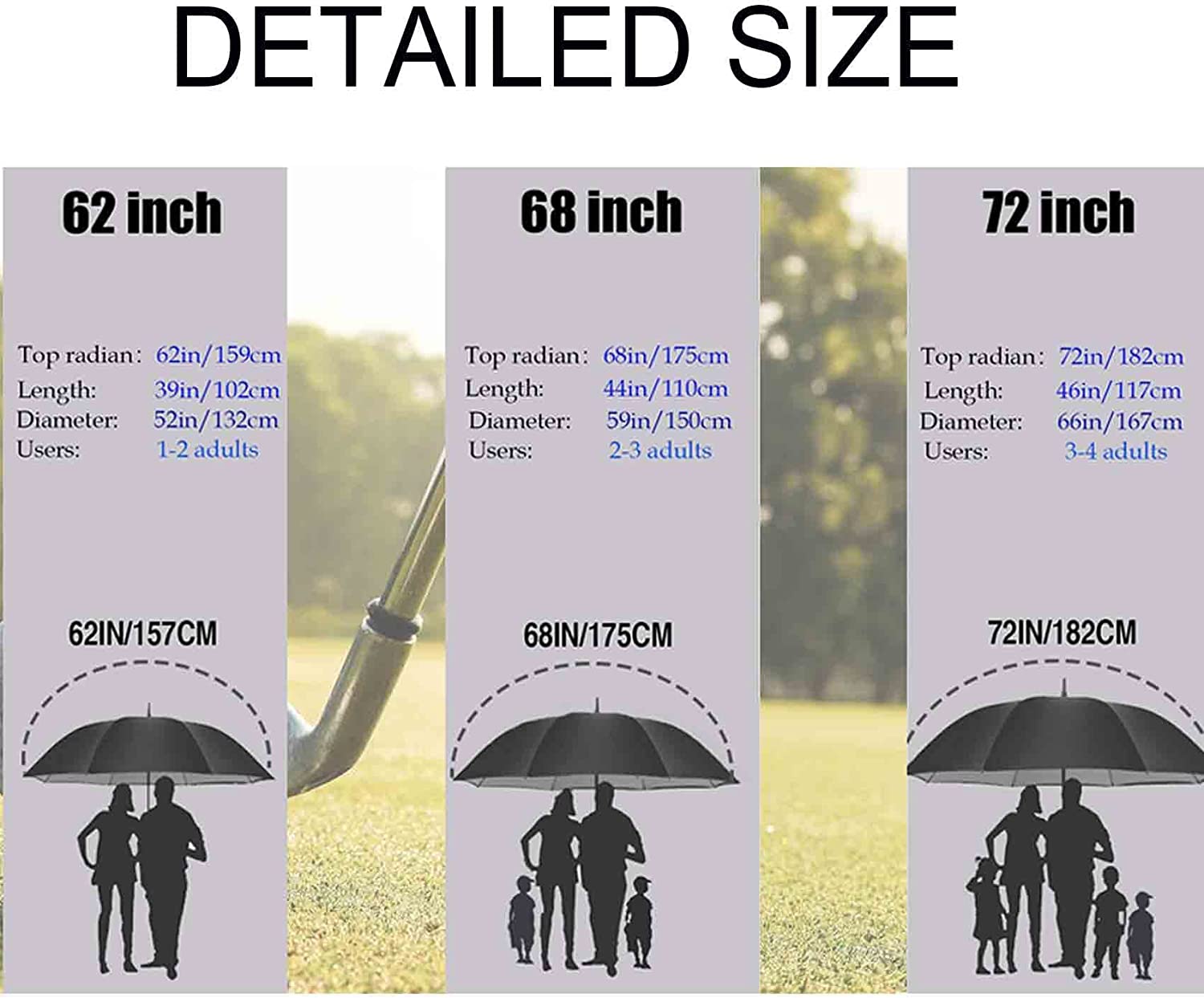 Custom umbrella 62/68/72 Inch Automatic Open Golf Umbrella Extra Large Ove - Image 2