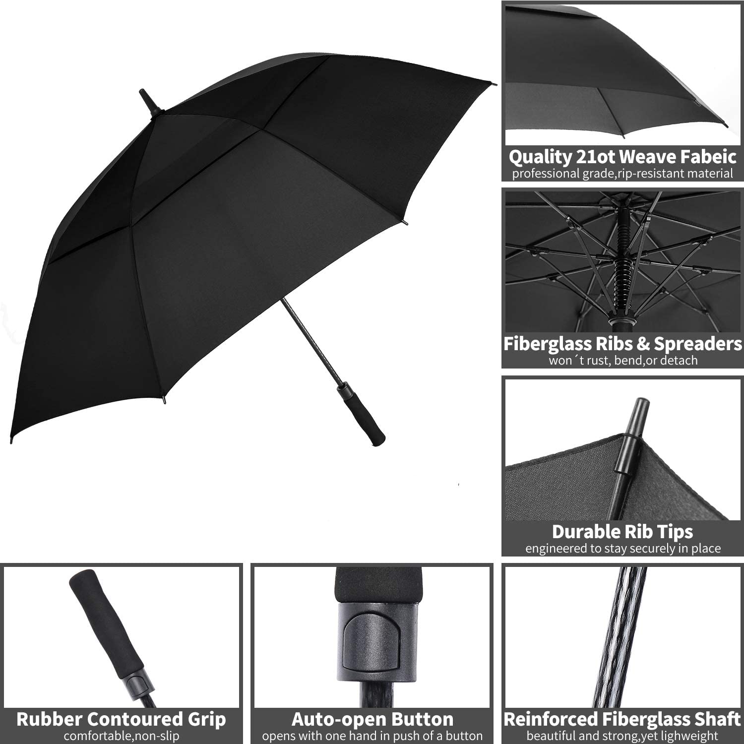 Custom umbrella 62/68/72 Inch Automatic Open Golf Umbrella Extra Large Ove - Image 4