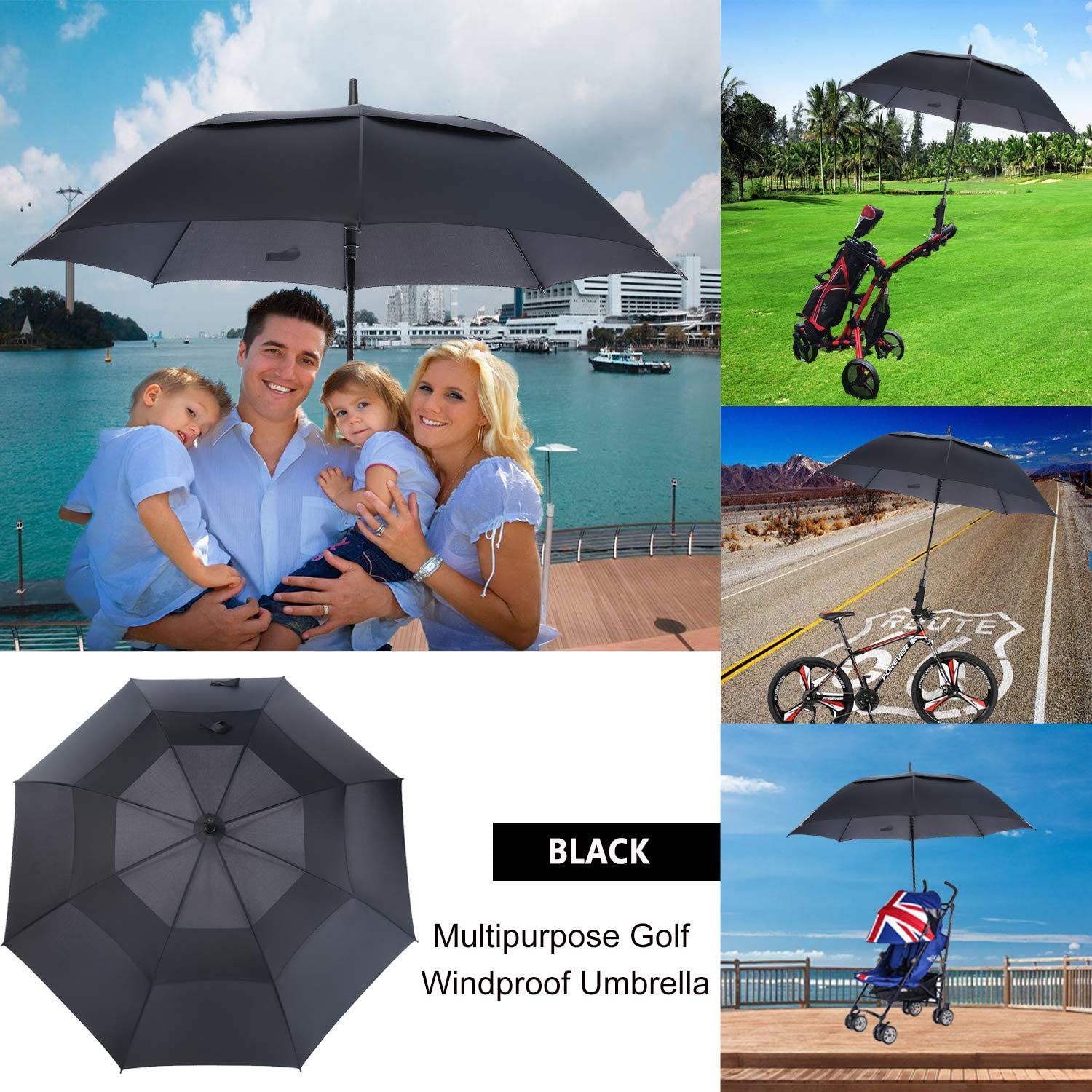Custom umbrella 62/68/72 Inch Automatic Open Golf Umbrella Extra Large Ove - Image 5