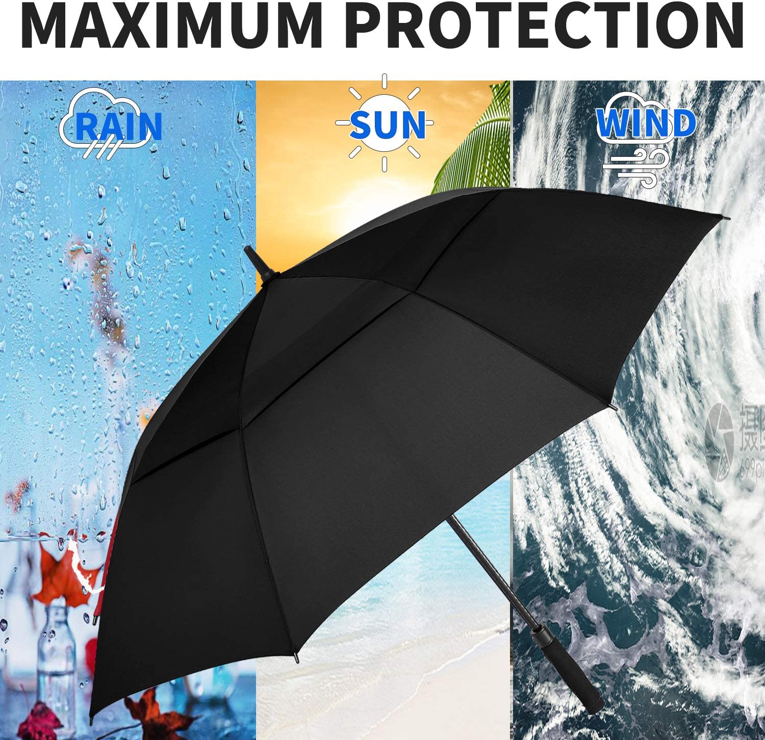 Custom umbrella 62/68/72 Inch Automatic Open Golf Umbrella Extra Large Ove - Image 7
