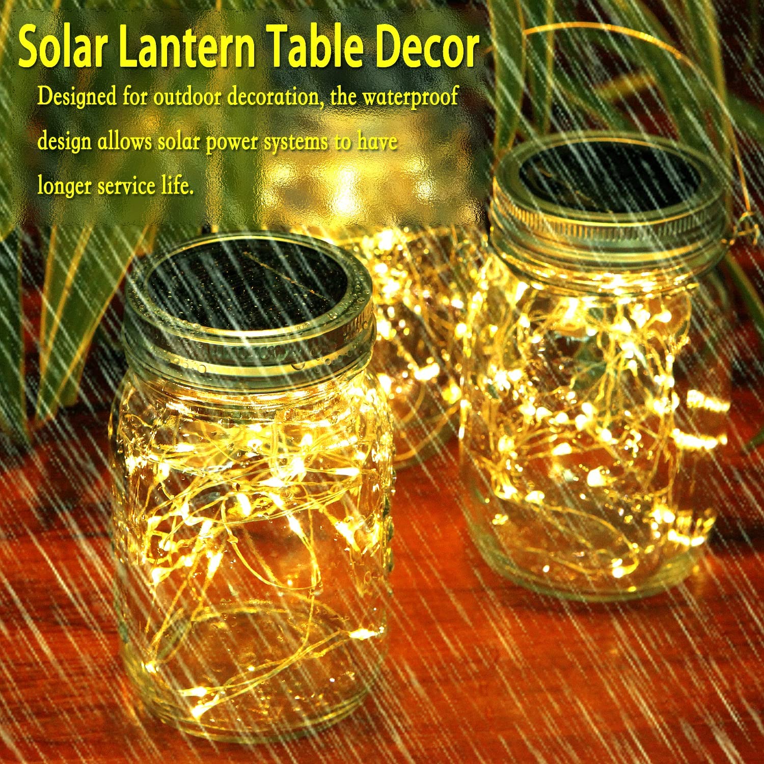 Custom Wedding Umbrellas 8 Pack Outdoor Solar Lantern 30LED Mason Jar Lights Sol - Image 2